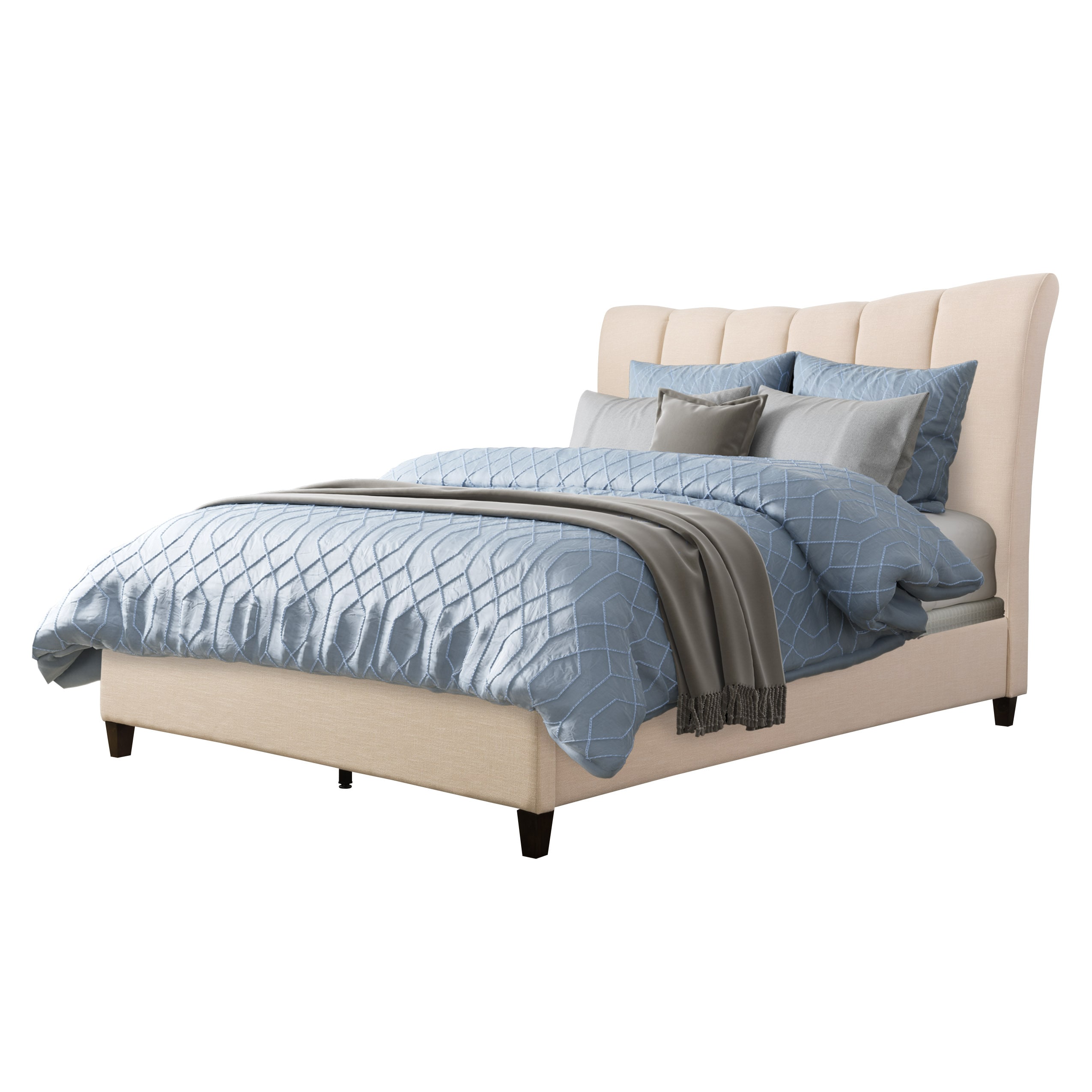 CorLiving BBT-001-Q Rosewell Cream Queen Wood and metal Upholstered Bed