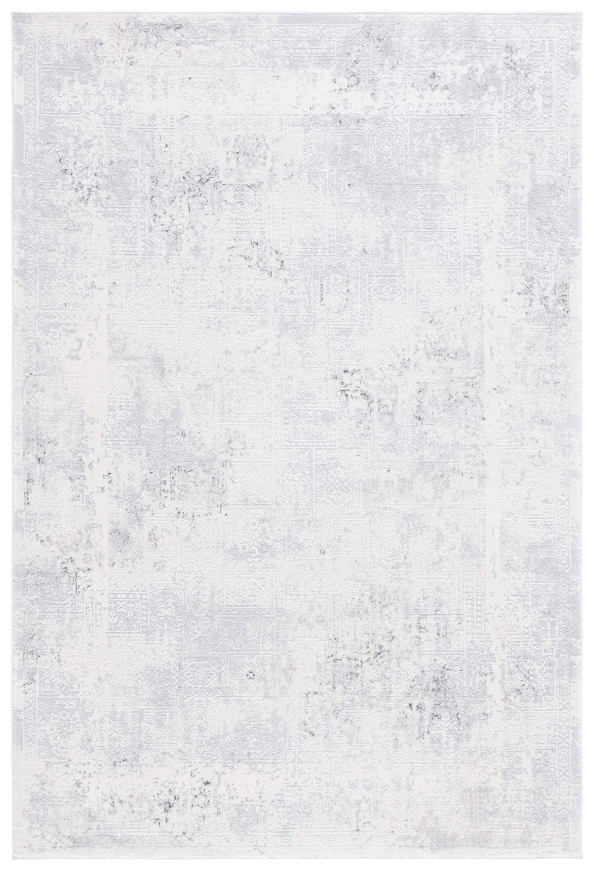 Safavieh HAN101A-5 5 x 8 (ft) Loomed Polyester/Polypropylene Ivory/Light Gray Rectangular Indoor Abstract Mid-Century Modern Area rug