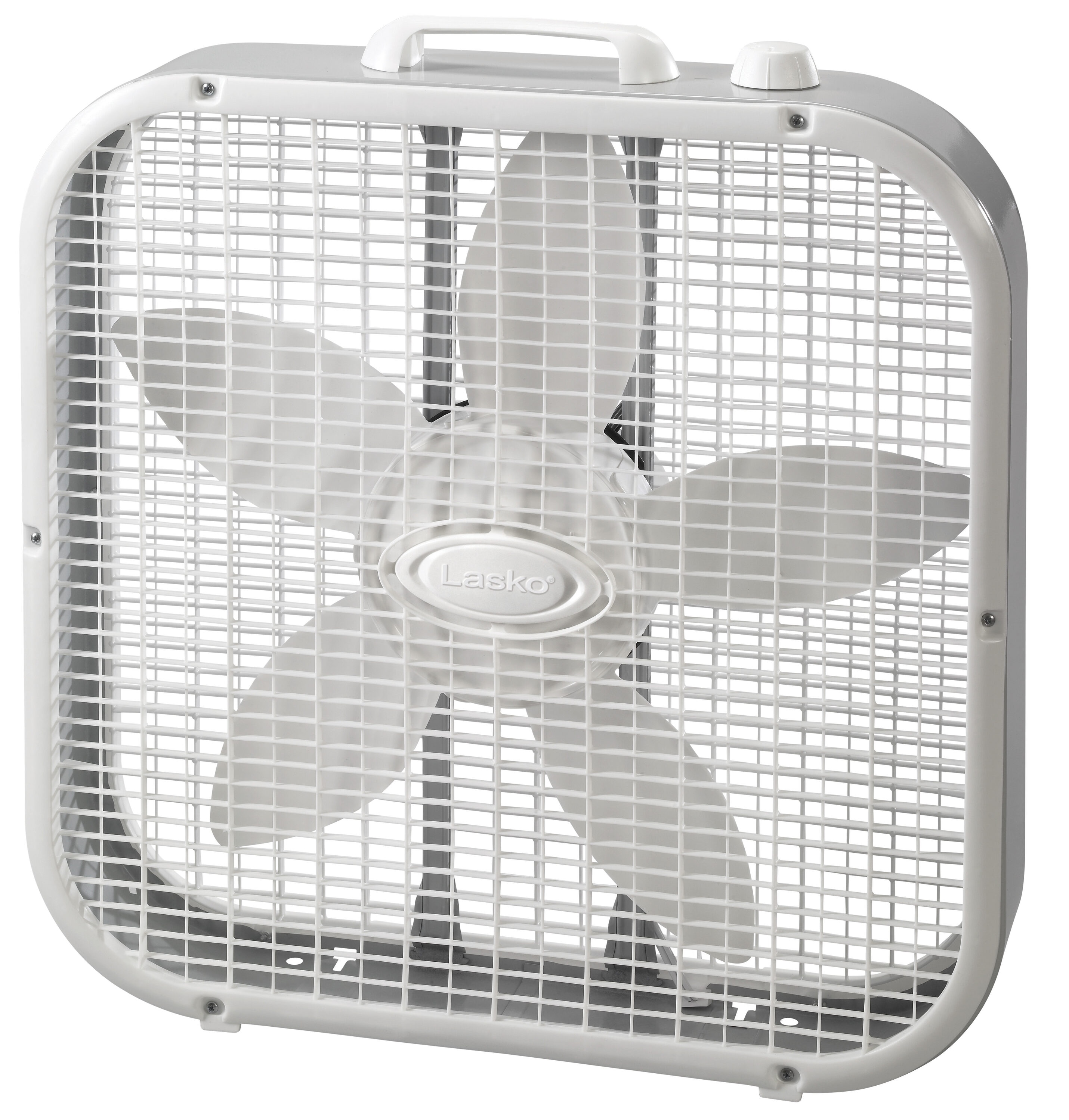 Lasko 20-in 120-Volt 3-Speed Indoor White Box Fan (Battery and Charger Not Included)