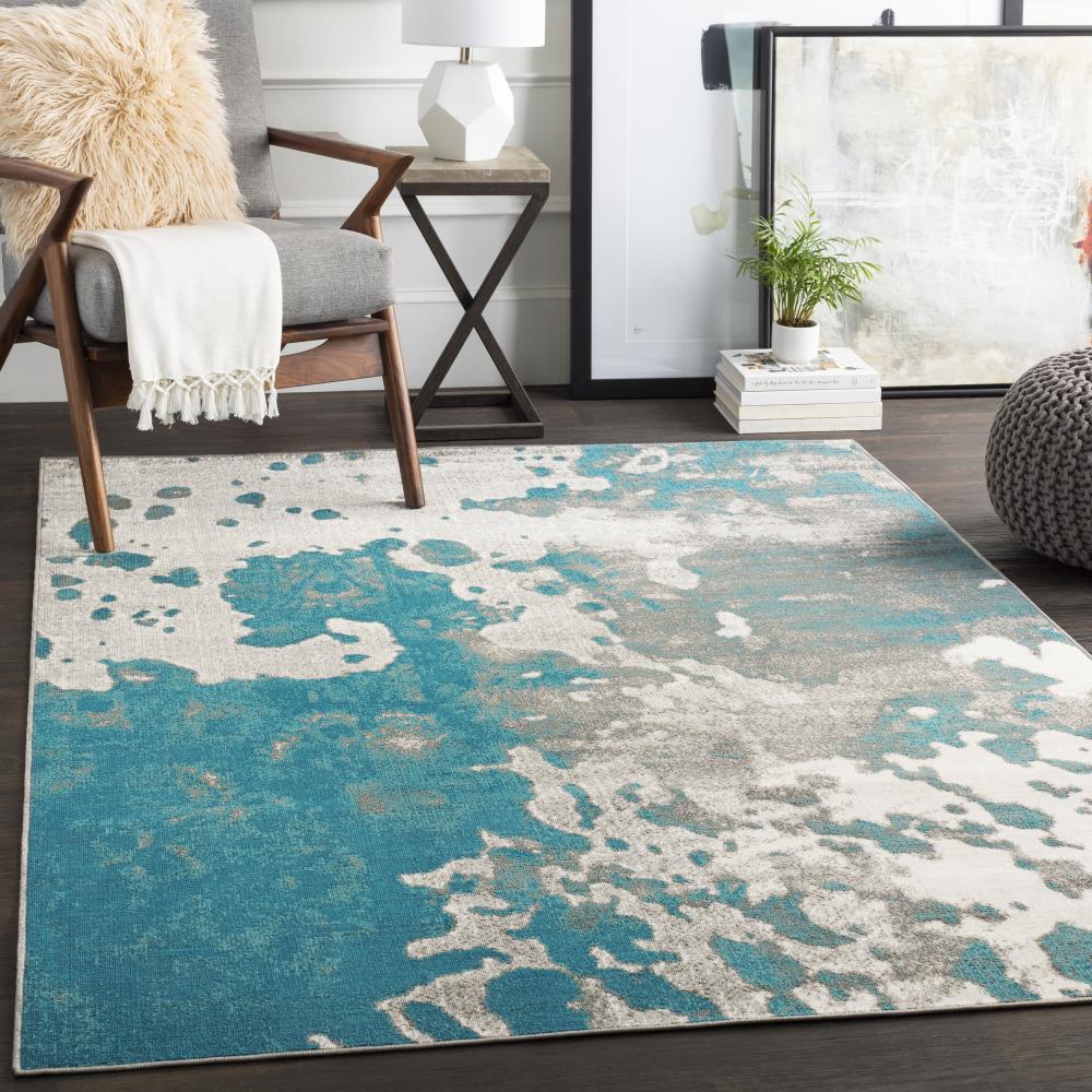 Surya Rafetus 8 X 10 (ft) Teal Indoor Abstract Industrial Area Rug at ...