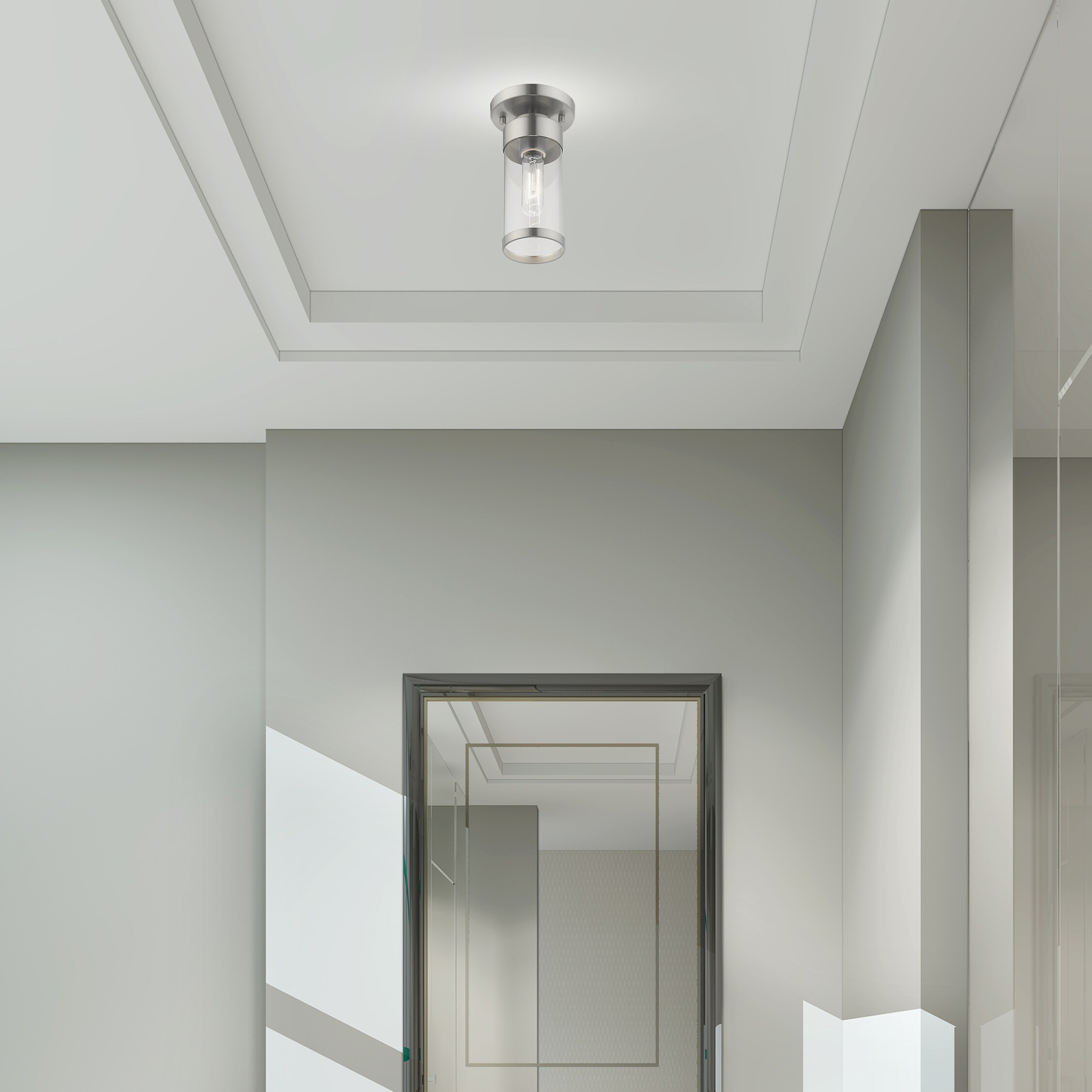 Hillcrest Contemporary Brushed Nickel 1-Light Flush Mount