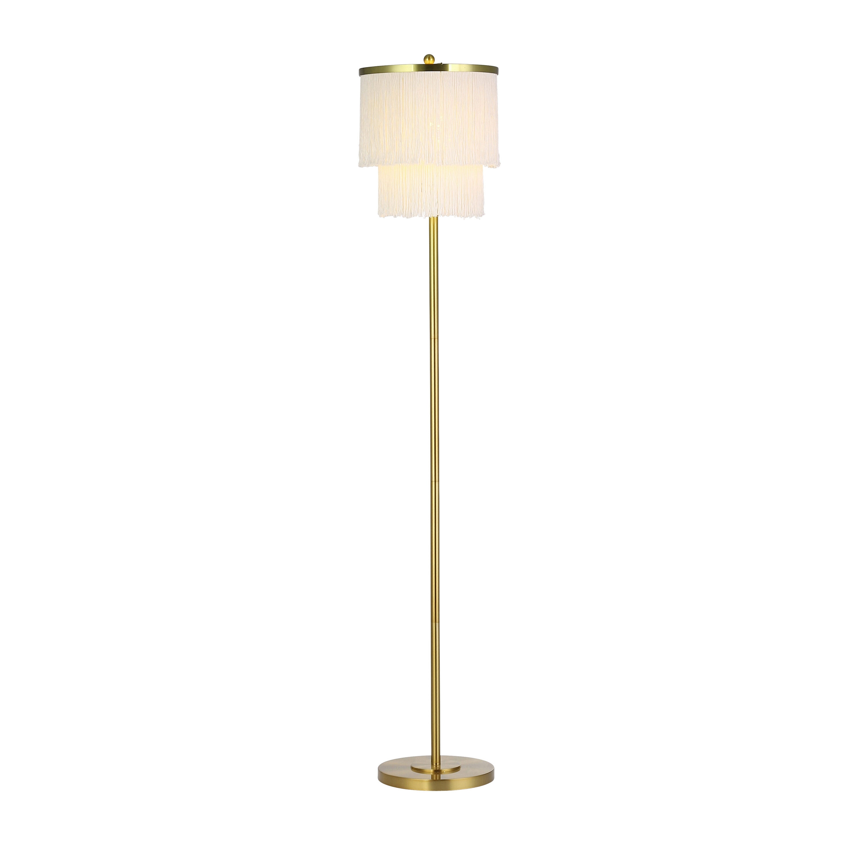 River of Goods 20598 Floor Lamp 63-Inches Brushed gold Shaded floor lamp Floor Lamp with Fabric Shade
