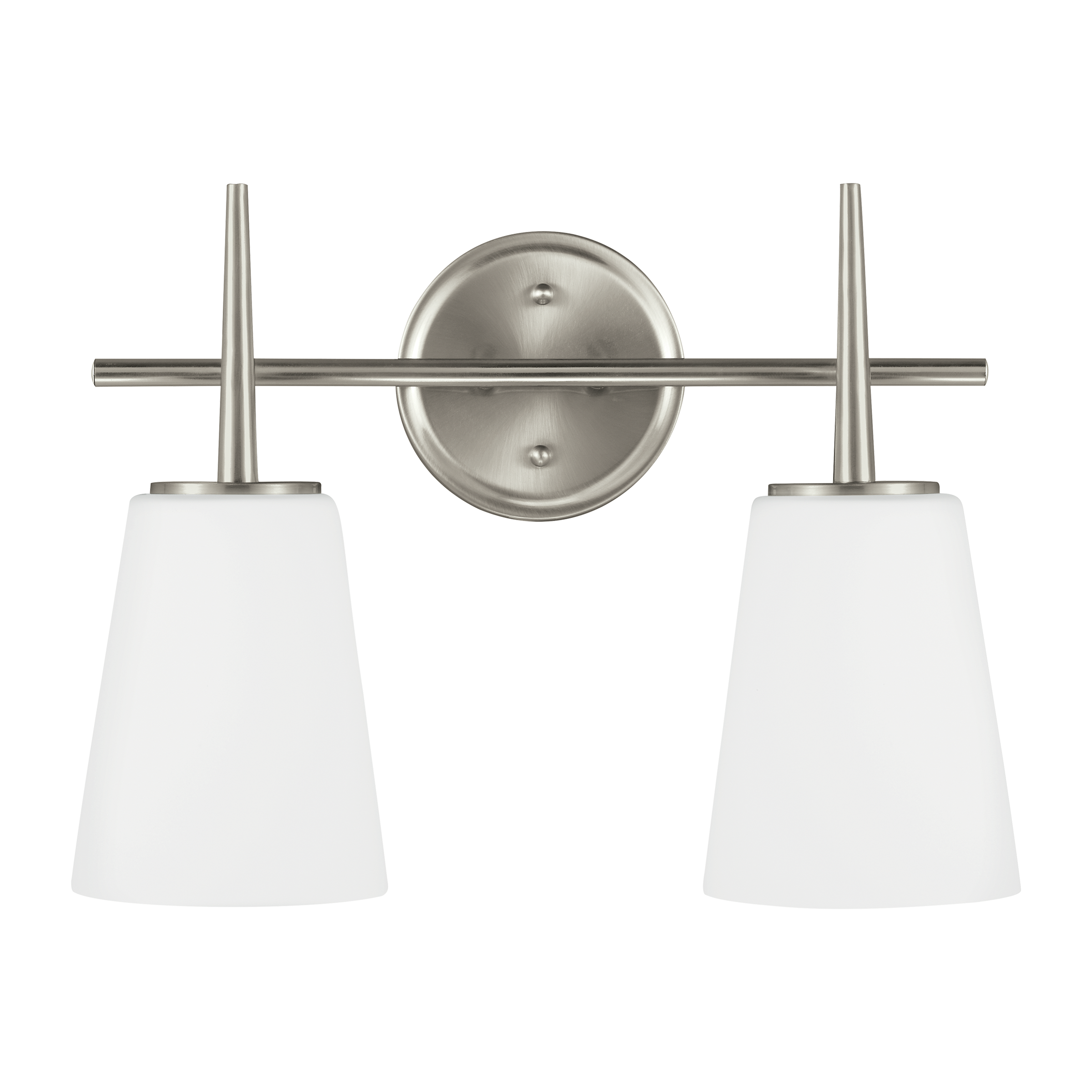 Brushed Nickel 2-Light Vanity with Opal Glass Shades