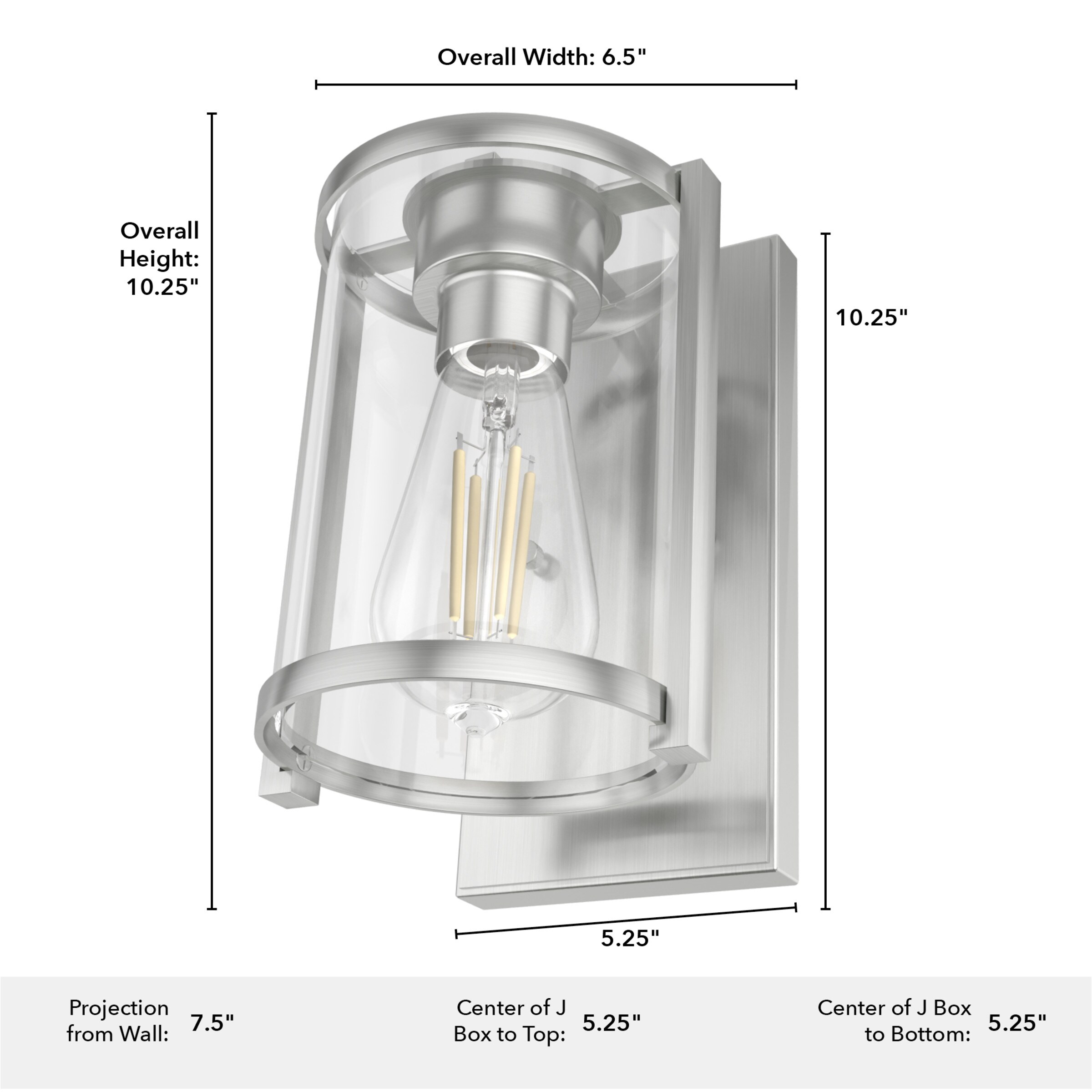 Brushed Nickel Dimmable Wall Sconce with Clear Glass Shade