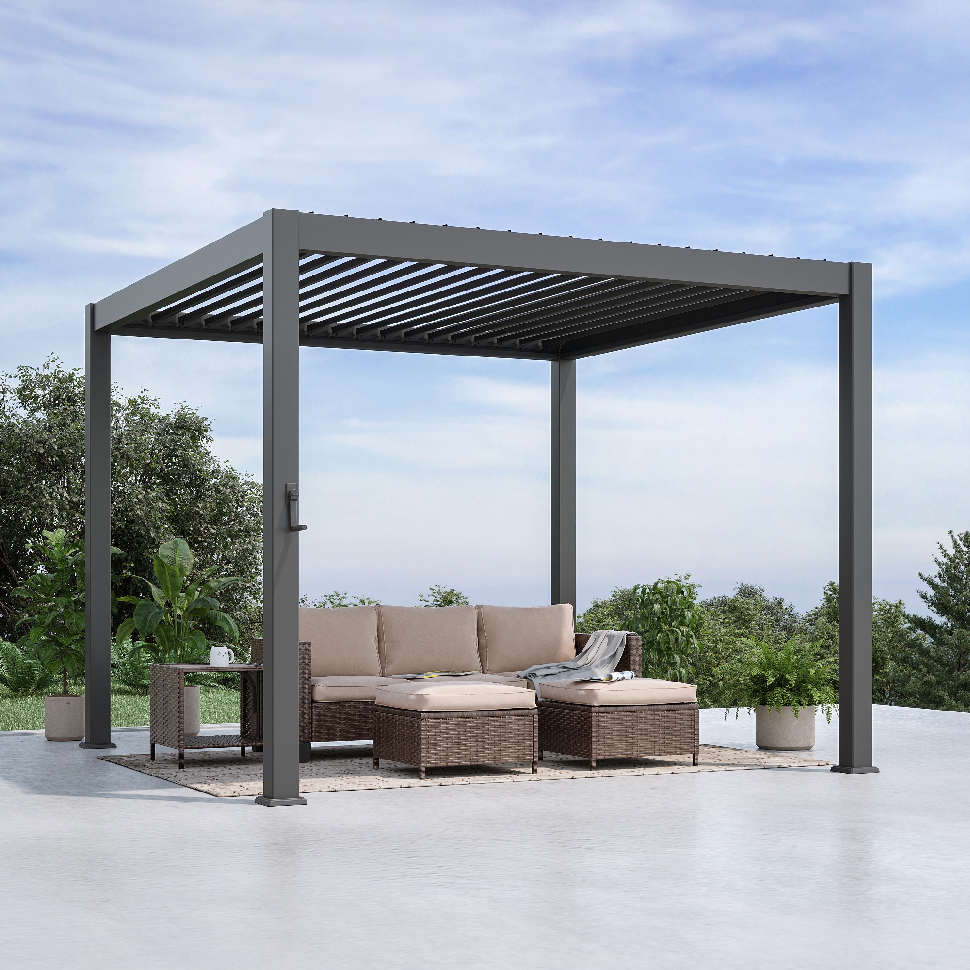 ACEGOSES LW-PLT-1010GY Nordica Skytop 10-ft W x 10-ft L x 7-ft 11-in H Charcoal gray Metal Freestanding Pergola