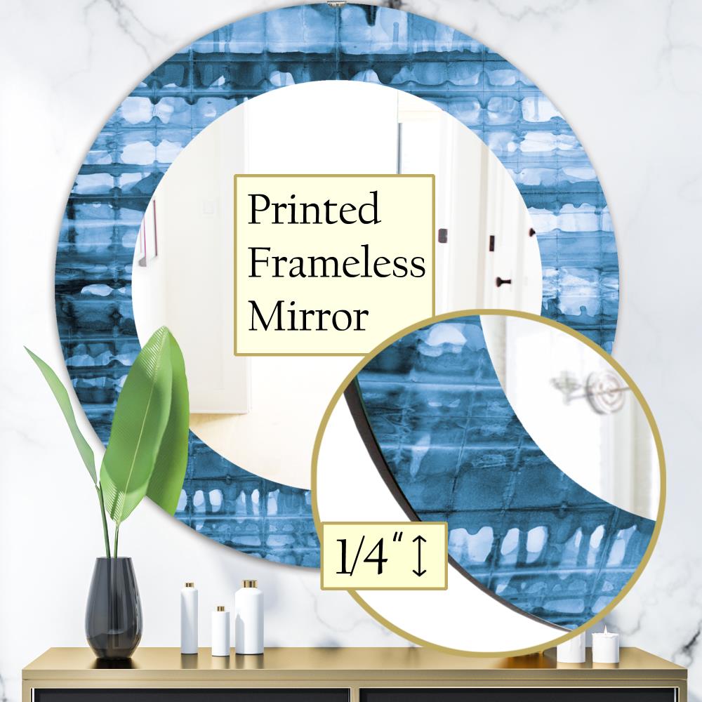 Designart Designart Mirrors 31.5-in W x 31.5-in H Round Blue Polished ...