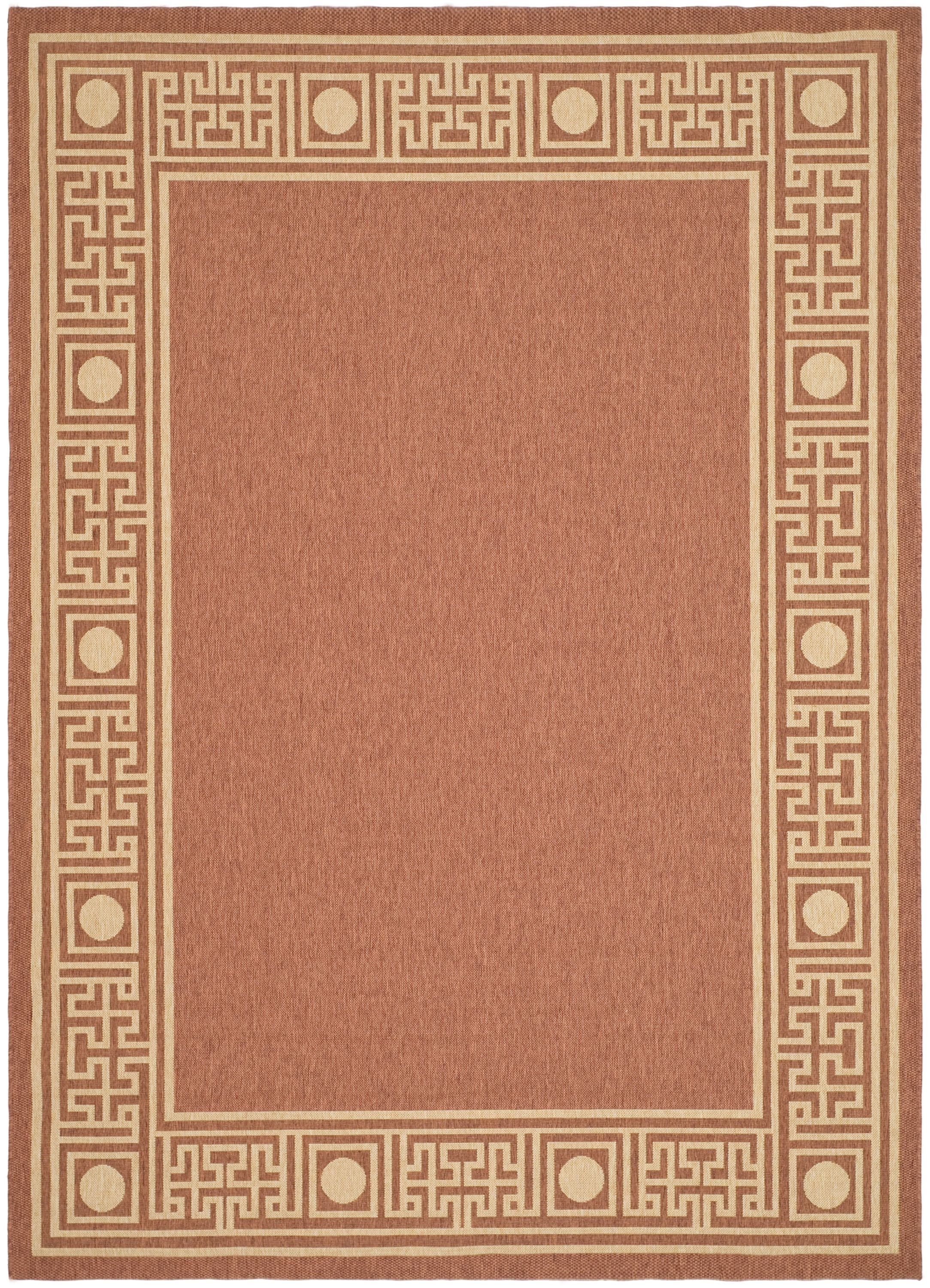 Safavieh CY5143A-8 Courtyard Greek Revival 8 x 11 (ft) Loomed Polypropylene Rust/Sand Rectangular Indoor/Outdoor Floral/Botanical Coastal Area rug