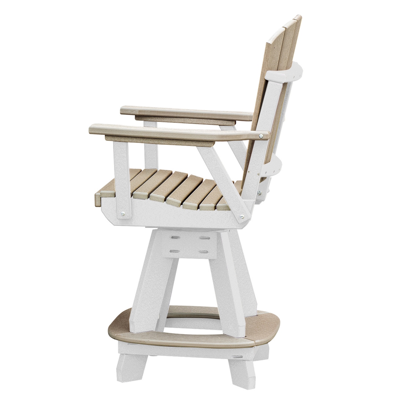 American Furniture Classics 130-C-WWWT ADIRONDACK White HDPE Frame Swivel Counter-height Chair with Slat Seat