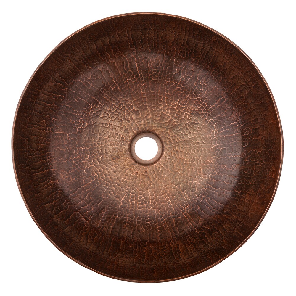17" Large Round Oil Rubbed Bronze Hammered Copper Sink