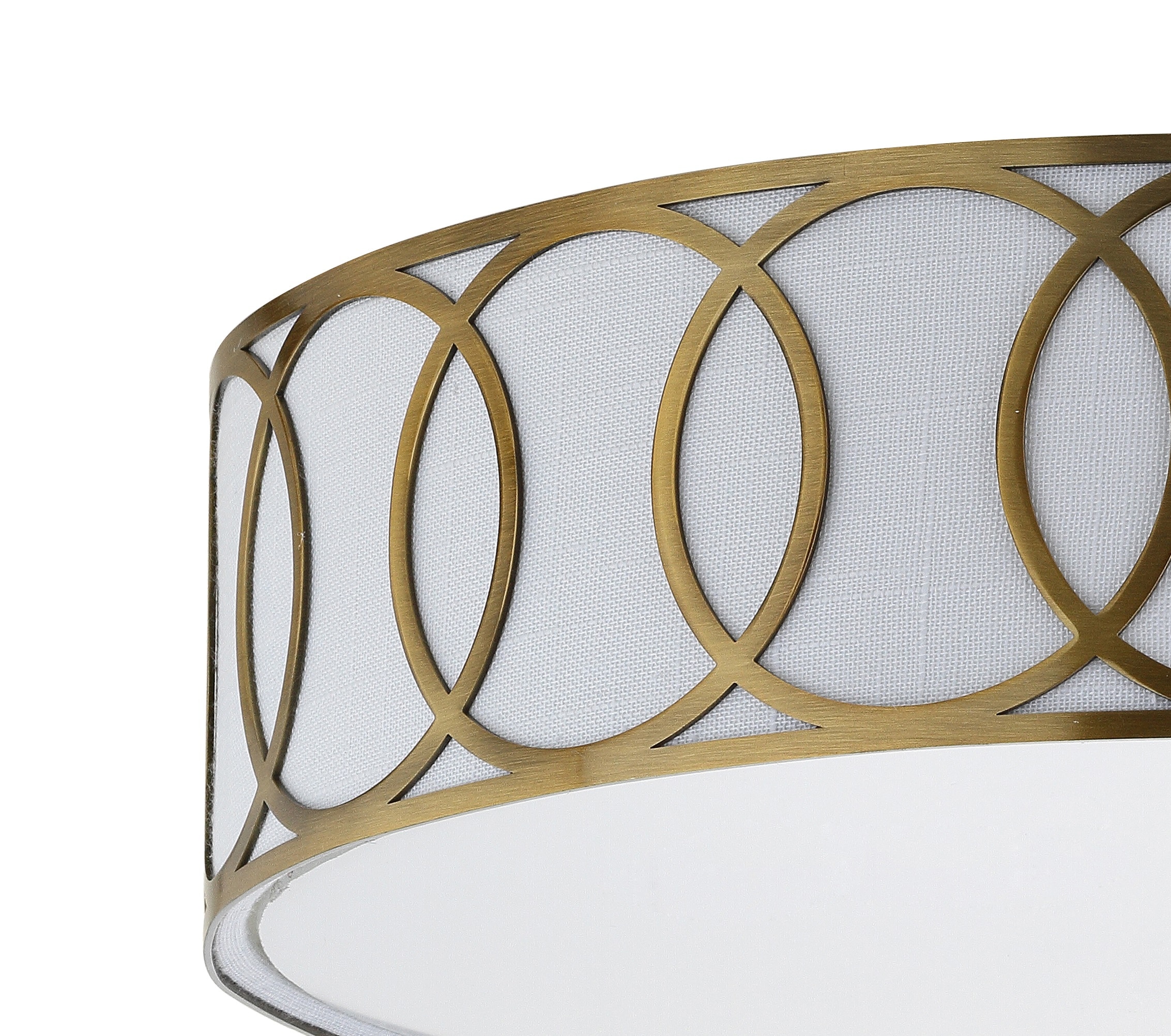Aubrey Brass Gold 15.5" Drum LED Flush Mount with Linen Shade