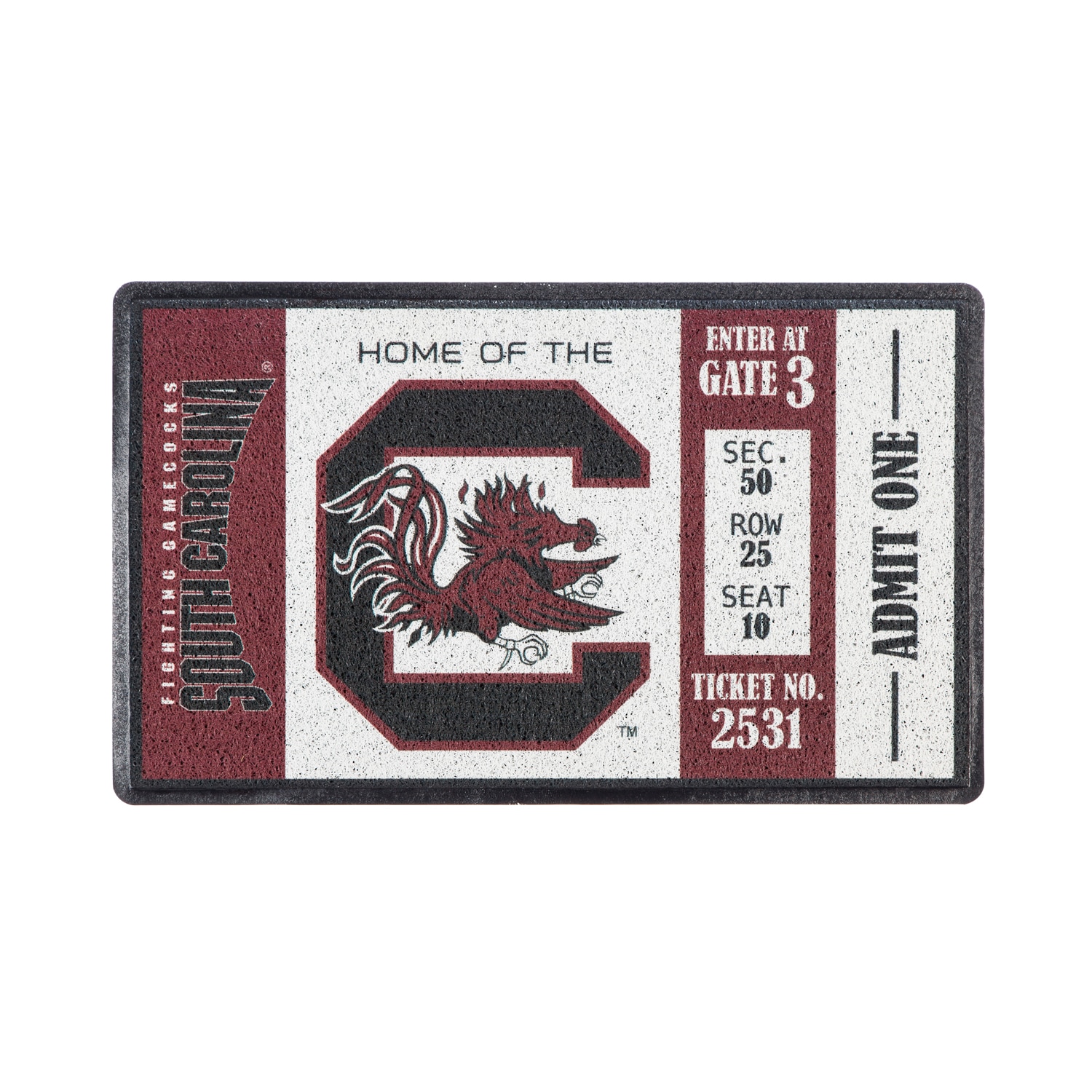Team Sports America 41LM954 South Carolina Gamecocks 2-ft x 3-ft Multi PVC Rectangular Outdoor Decorative Sports Door Mat