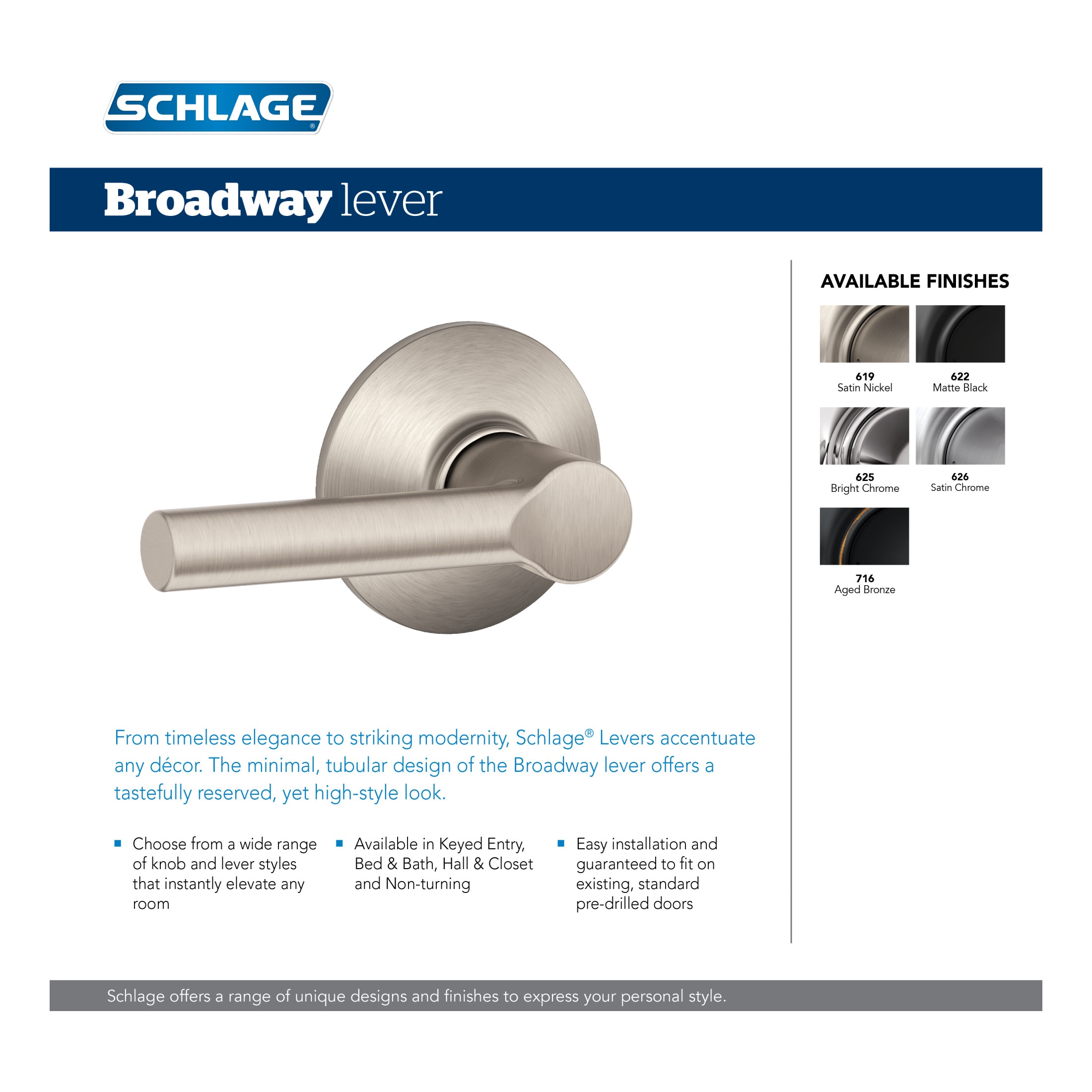 Schlage F40 BRW 619 Door-Handles - View #6