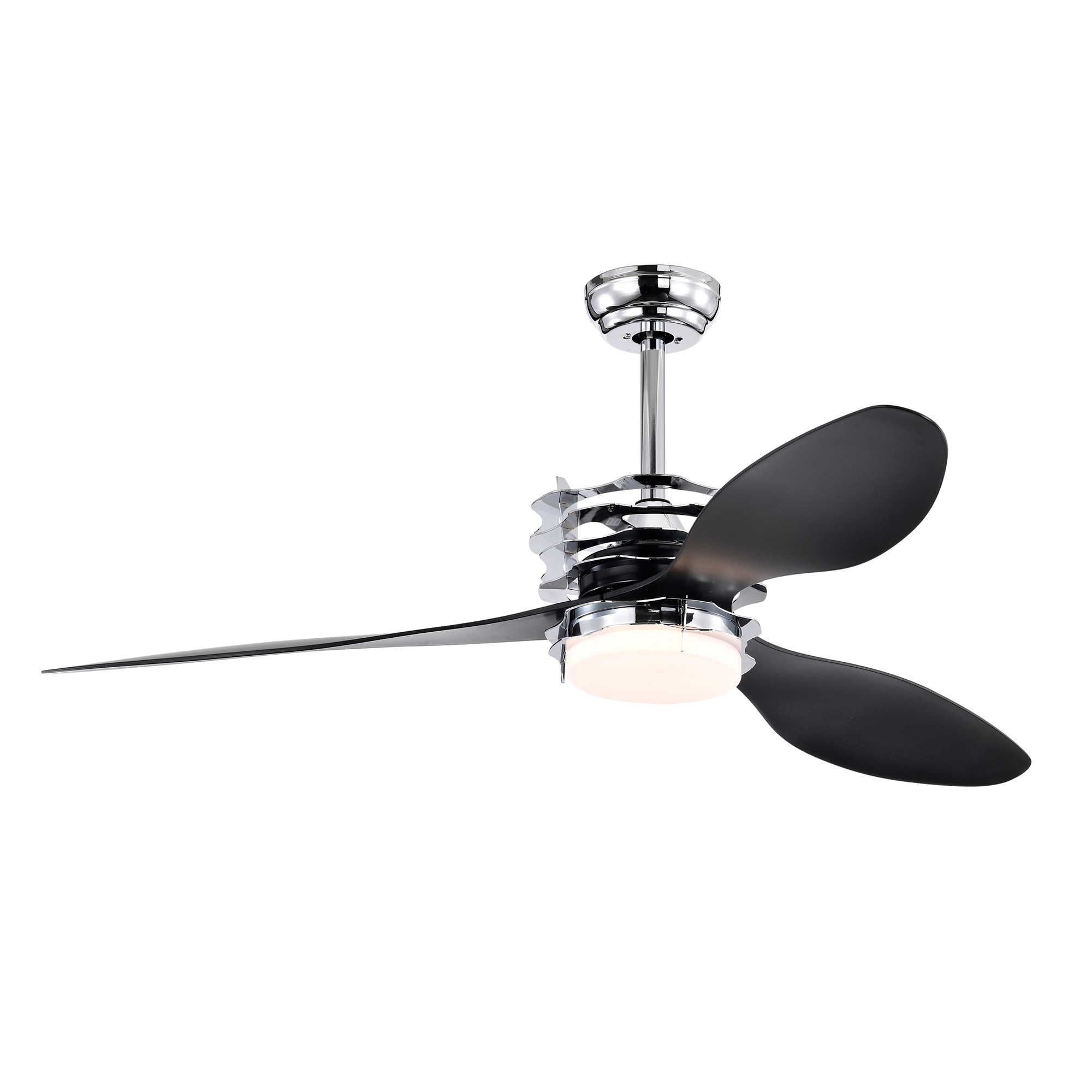 Bybafun YB5700134 52-in Color-Changing Integrated LED Chrome with Finished Blades Ceiling Fan With Light and Remote ( 3 -Blade )