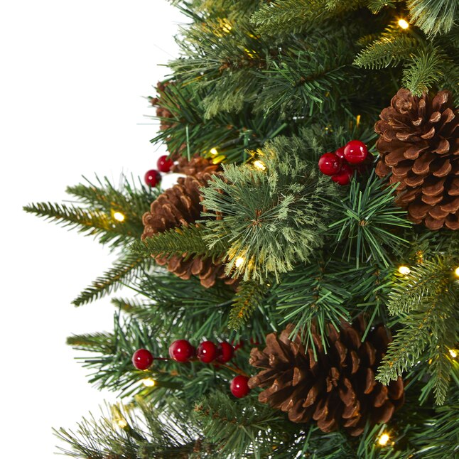 Nearly Natural 4-ft Pine Artificial Christmas Tree in the Artificial ...