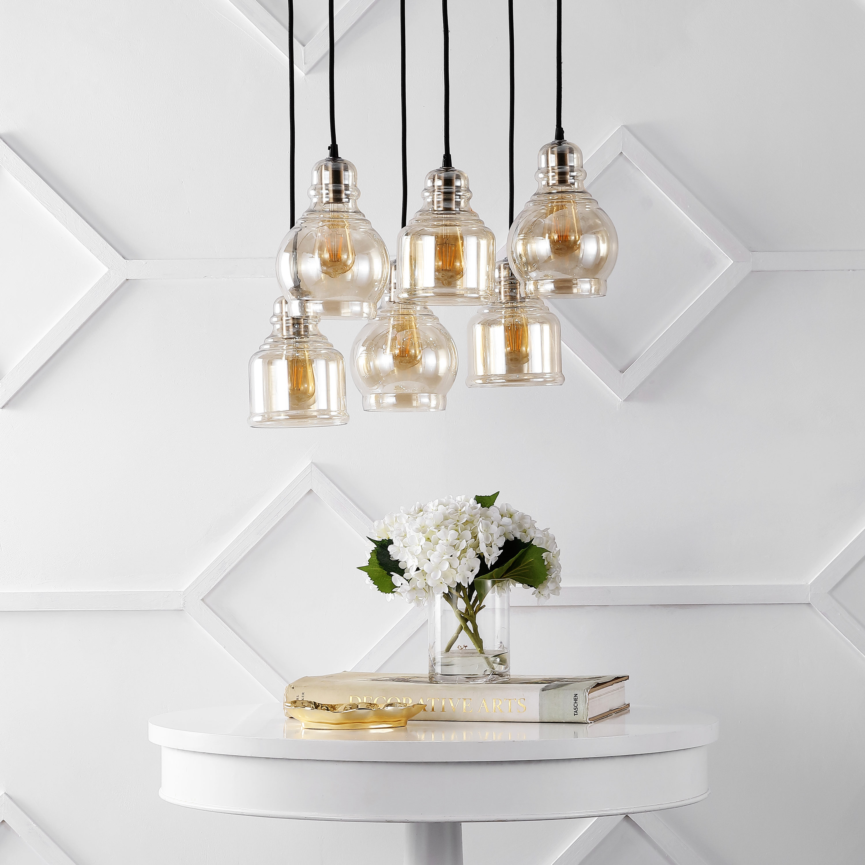 Sydney 18.88" Nickel Glass Bohemian LED Pendant Light
