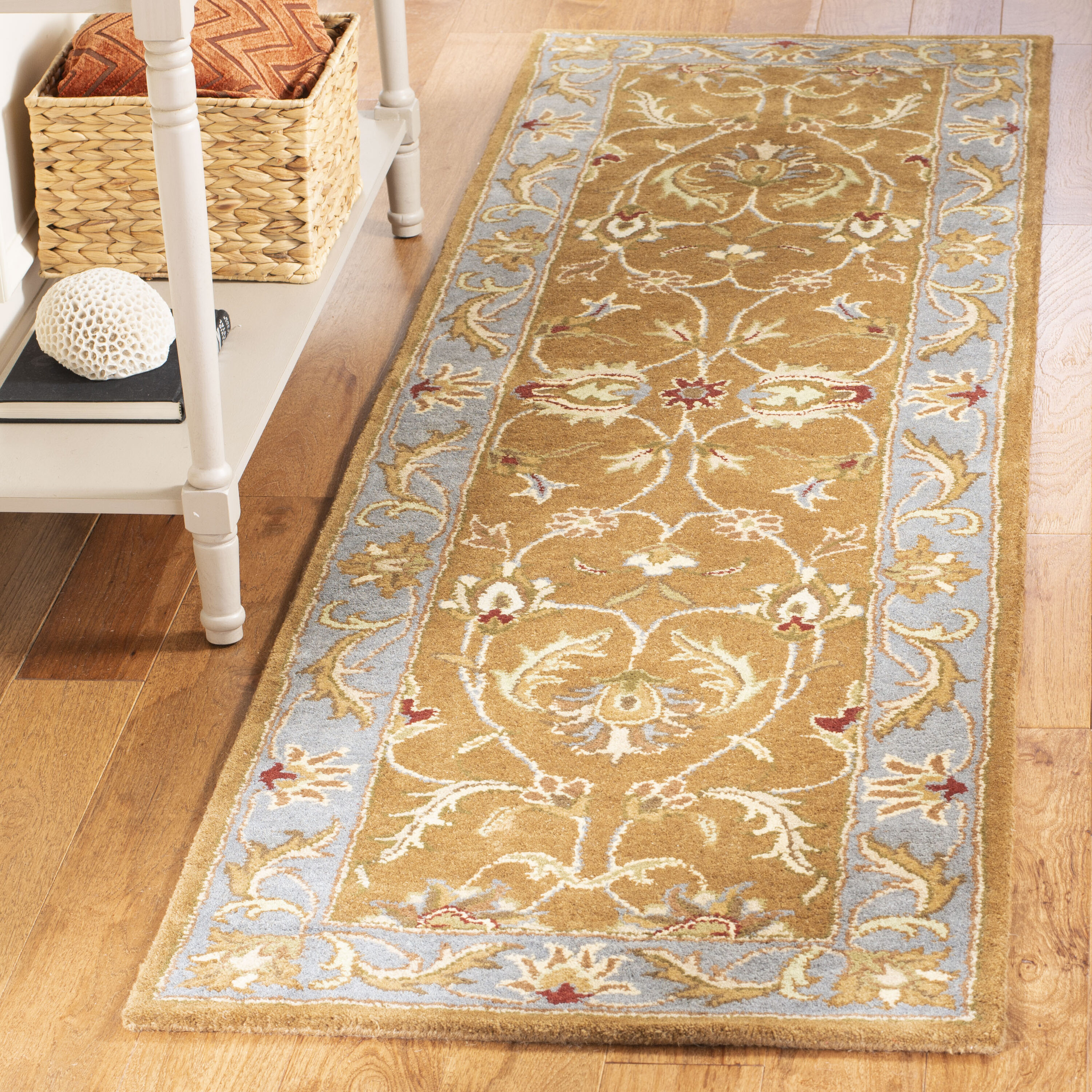 Hand-Tufted Blue and Brown Wool Runner Rug
