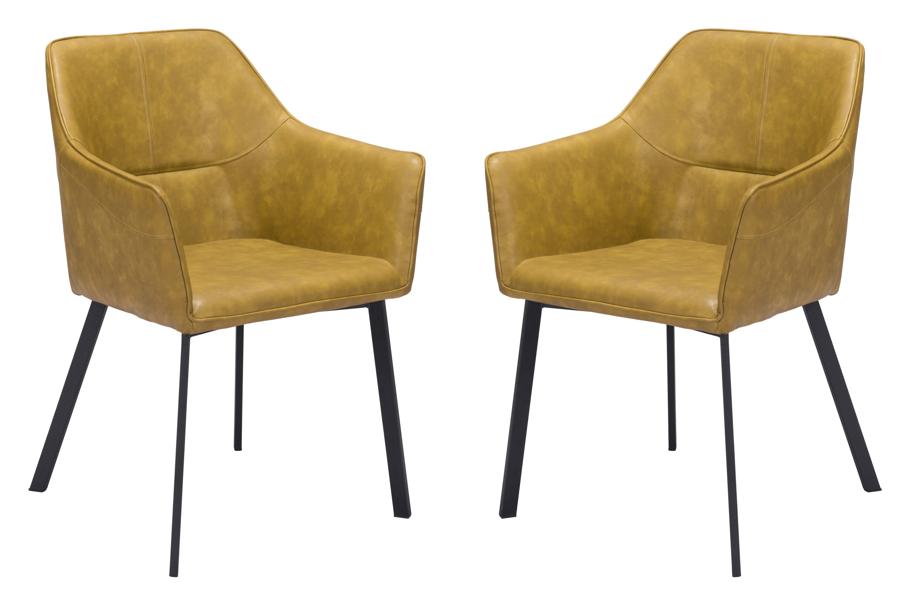 Zuo Modern 101903 Set of 2 Loiret Contemporary/Modern Faux Leather Upholstered Arm Chair (Metal Frame)