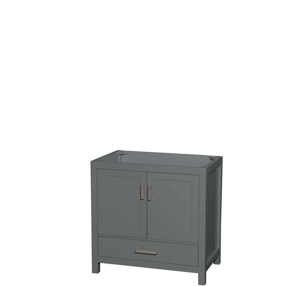 Wyndham Collection WCS141436SKGCXSXXMXX Sheffield 36-in Dark Gray with Brushed Chrome Trim Bathroom Vanity Base Cabinet without Top