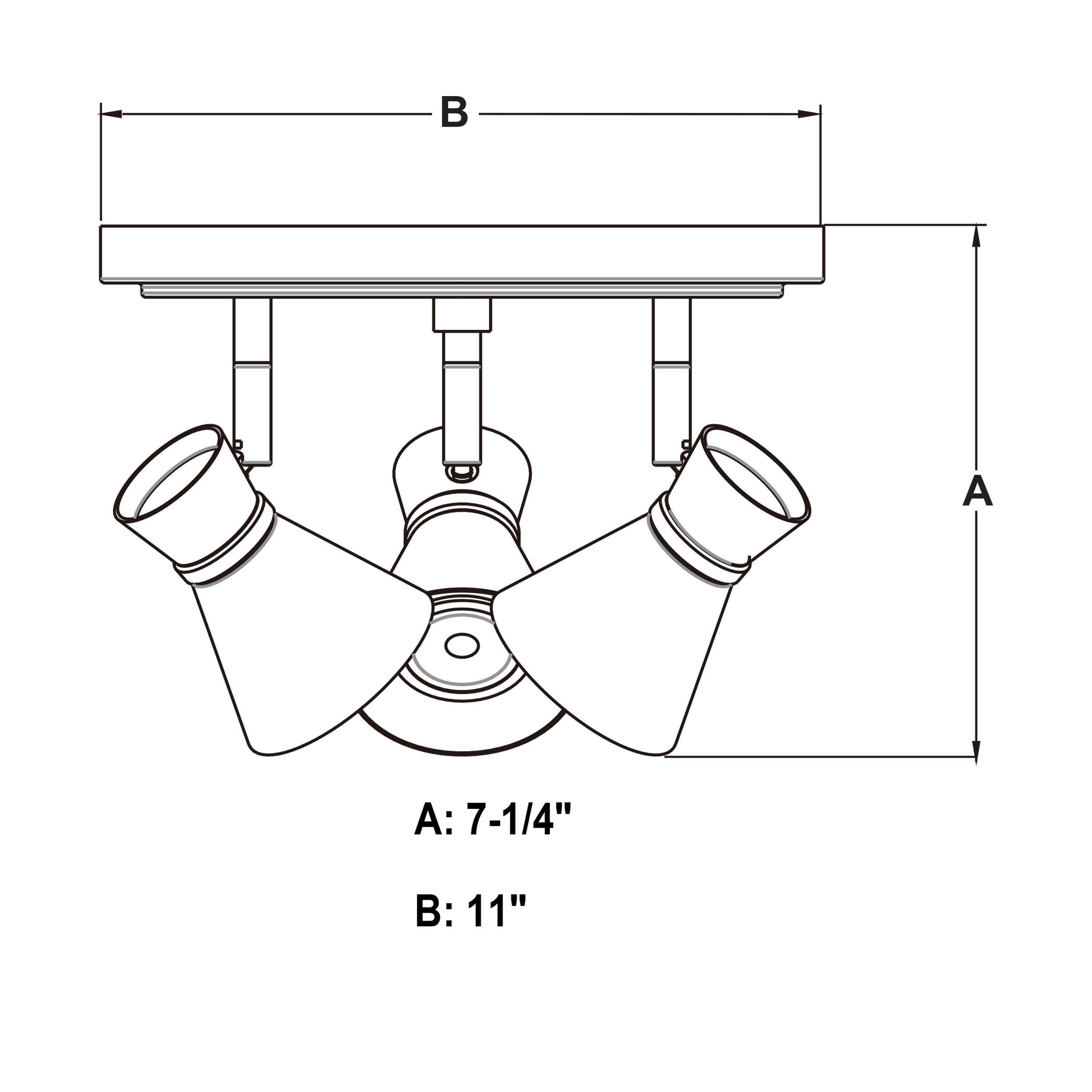 Alto 3-Light Matte Black and Brass LED Ceiling Fixture
