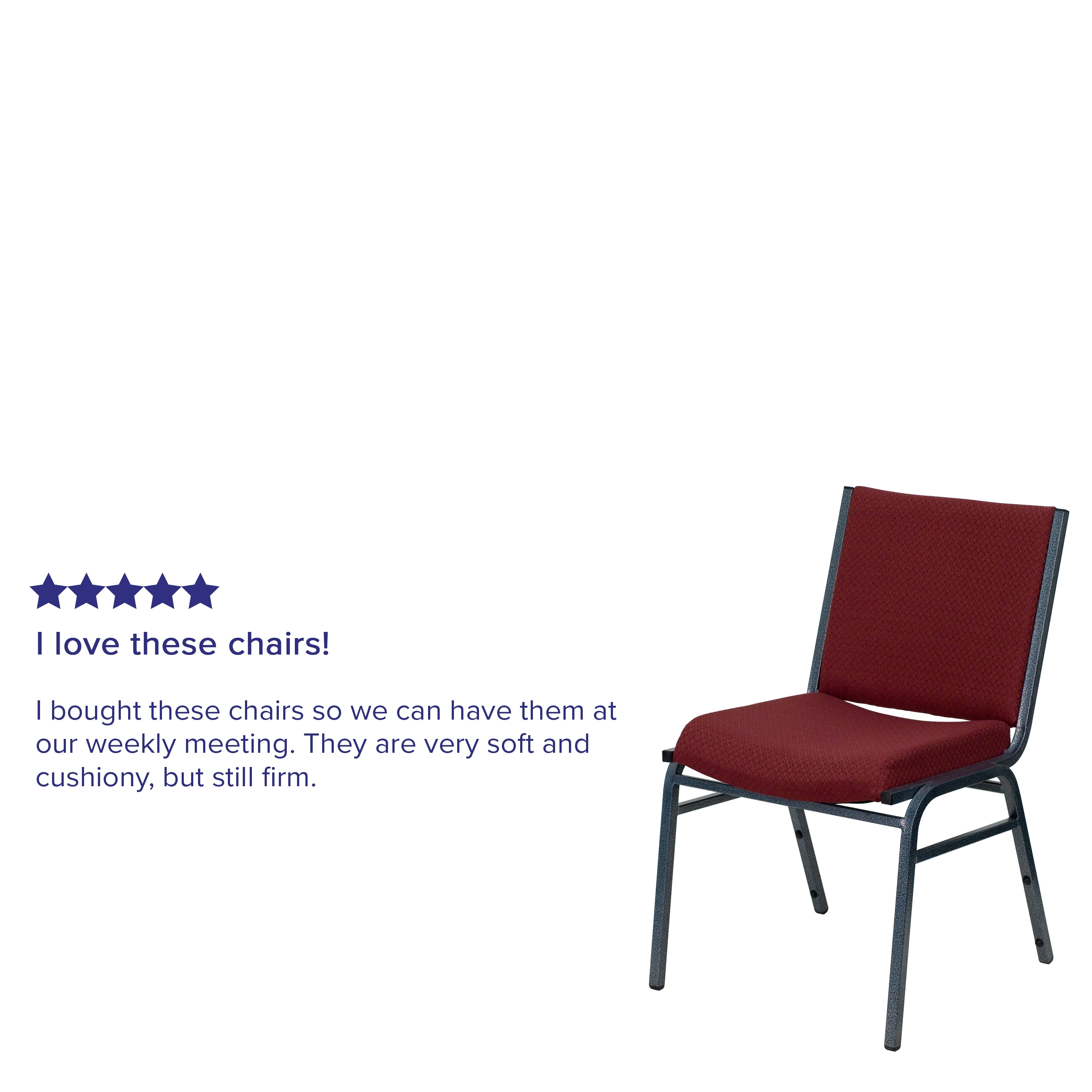 Burgundy Patterned Fabric Armless Stacking Reception Chair