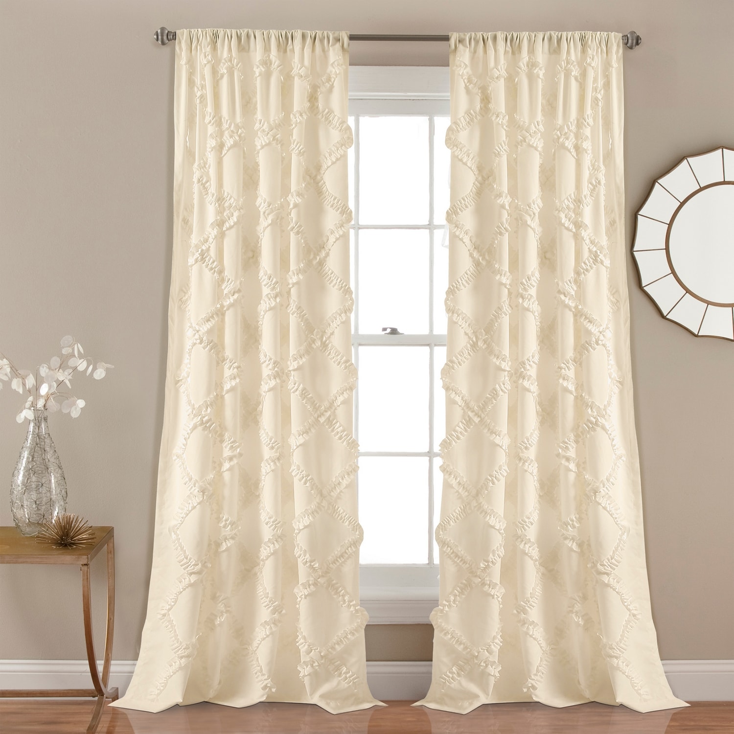 Lush Decor 16T001432 84-Inches Ivory Rod pocket Curtain panel pair