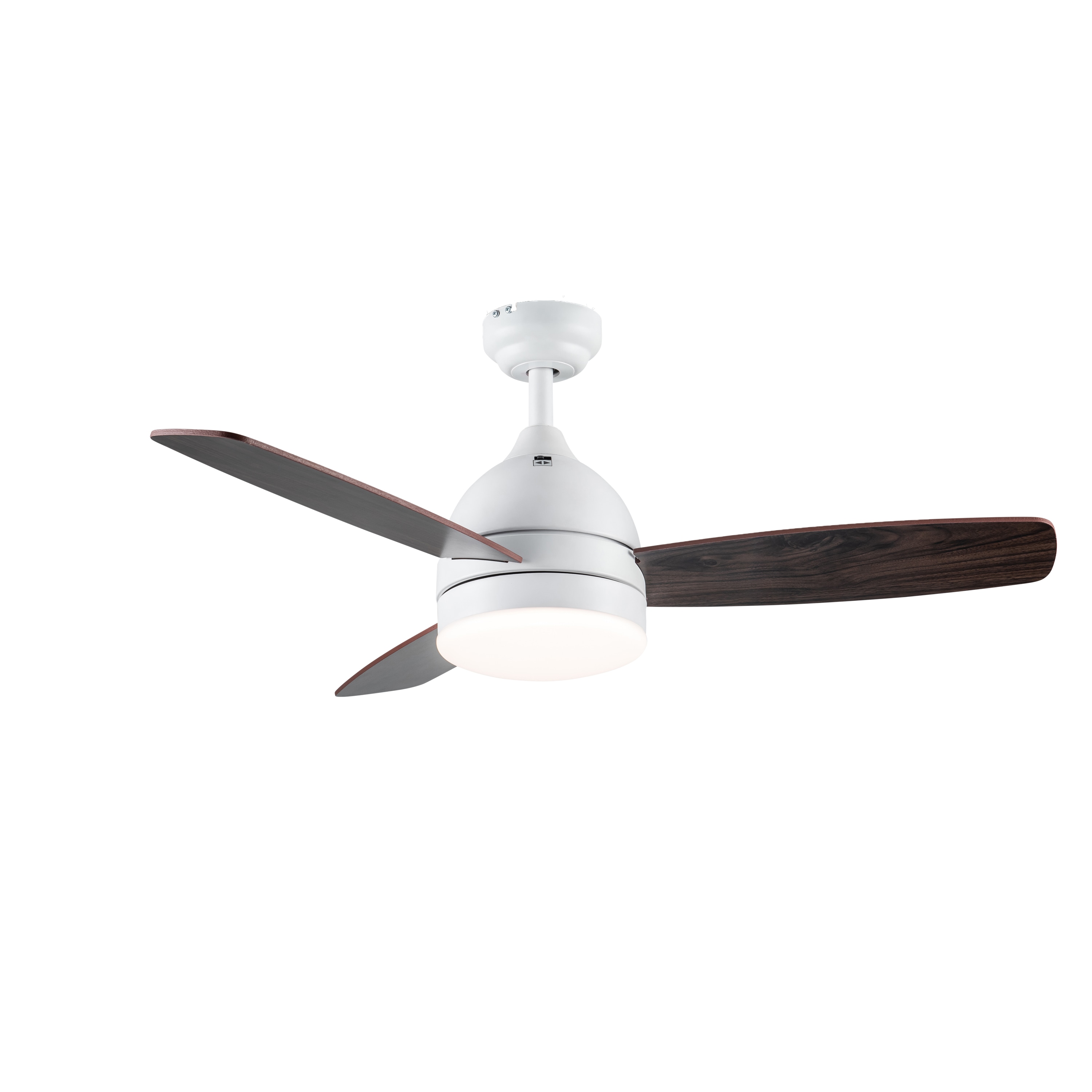 River of Goods 20185 42-in Integrated LED Downrod or Flush Mount White with Dark walnut Blades Ceiling Fan With Light - Remote Included ( 3 -Blade )