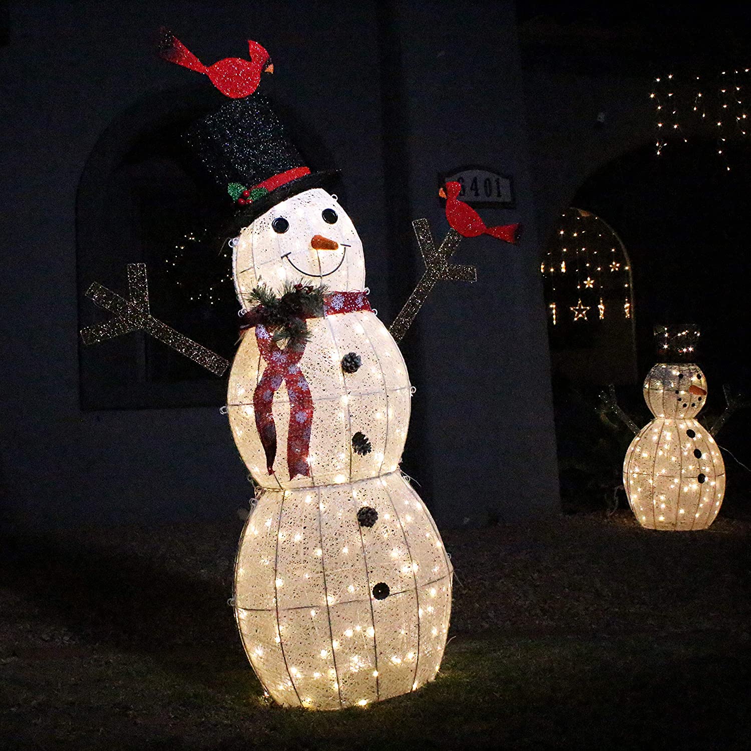 Christmas Eve Night Decor Christmas Event Decoration Joiedomi 5ft Cotton Snowman 170 LED Warm White Yard Light for Christmas Outdoor Yard Garden Decorations 