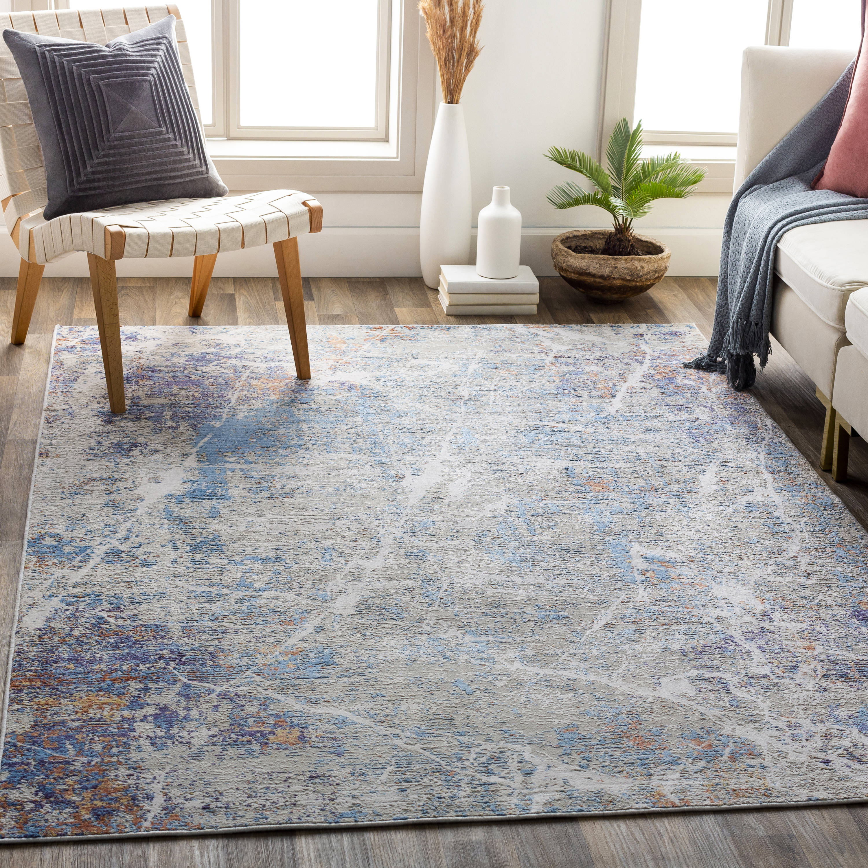 Surya AIS2311-710103 Aisha 8 x 10 Denim Indoor Abstract Mid-century Modern Area Rug