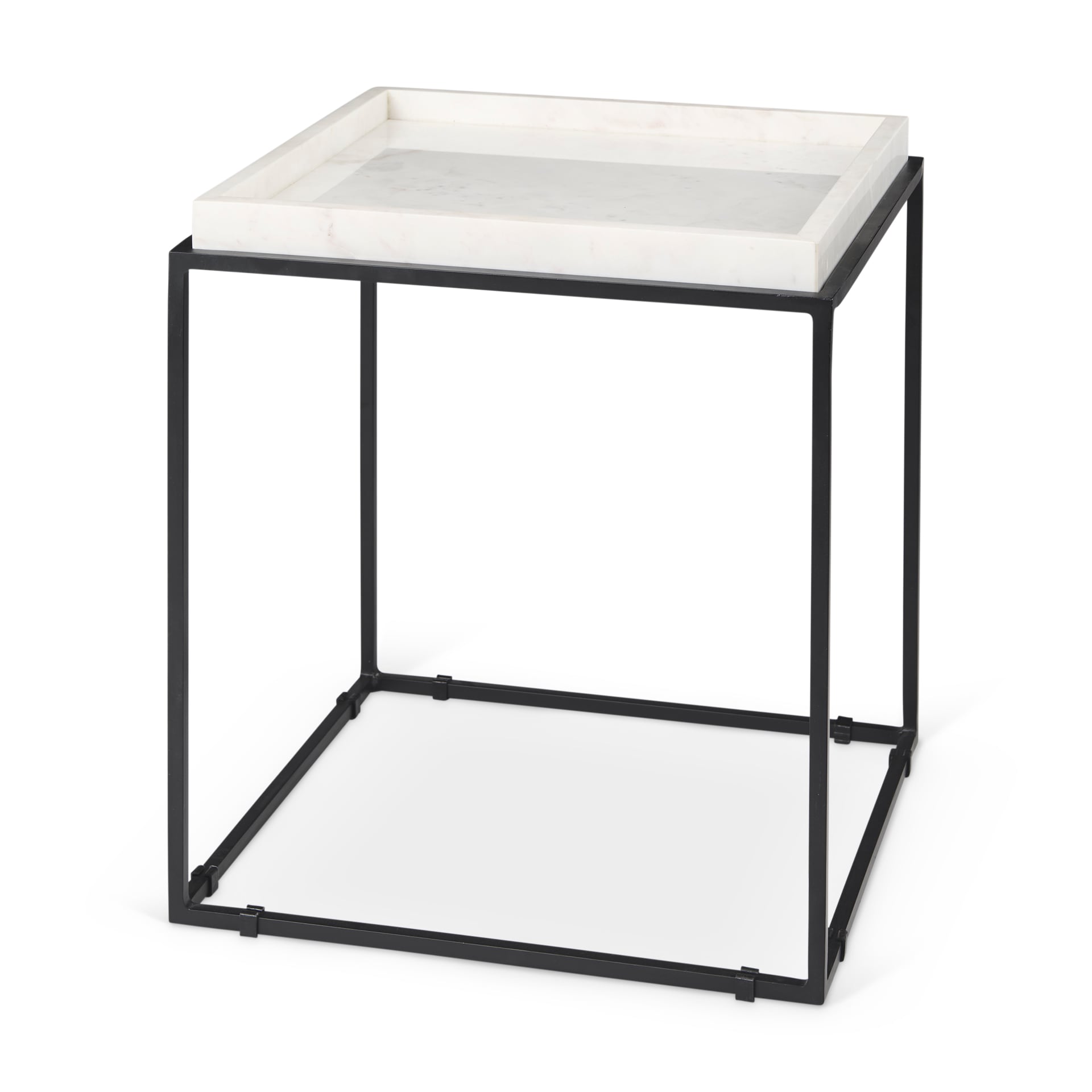 Mercana 68843-AB 18-in W x 20-in H Black Granite/Marble Square Farmhouse End Table Assembly Required