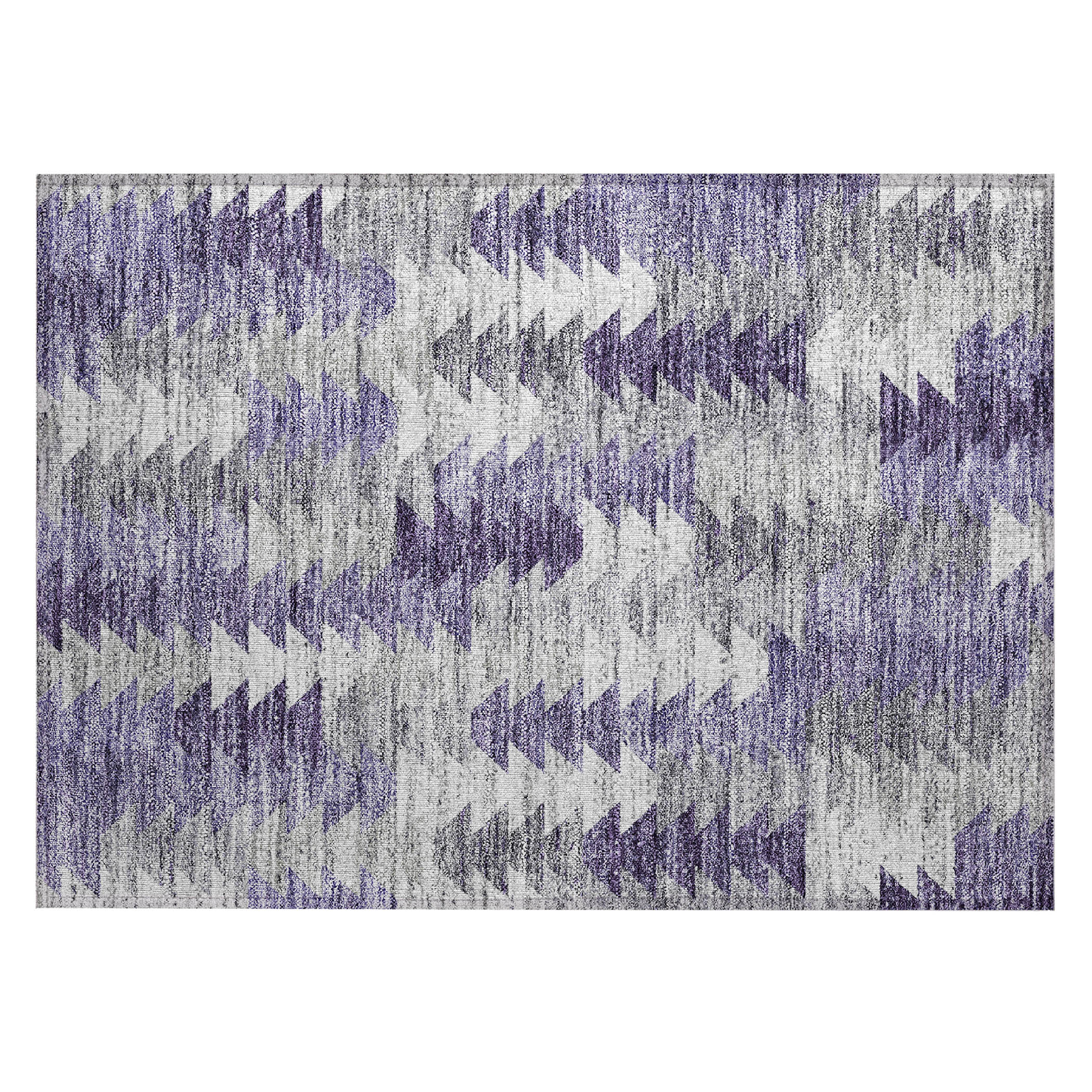Purple and Gray Synthetic Flat Woven Washable Rug