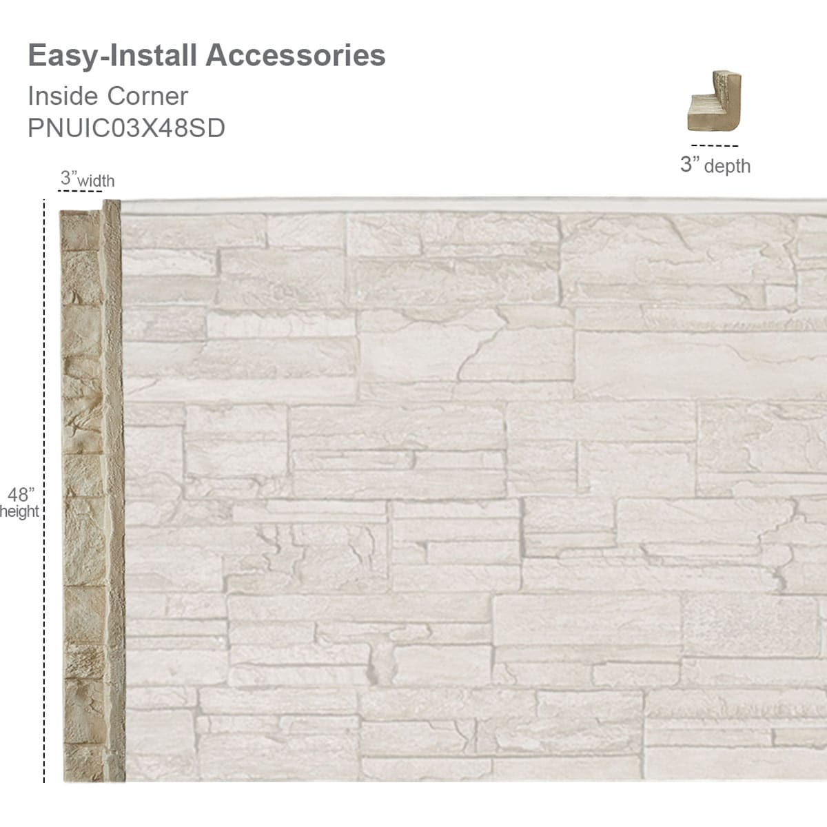 Canyon Brown Faux Stone Siding Panel Inside Corner 3" x 48"