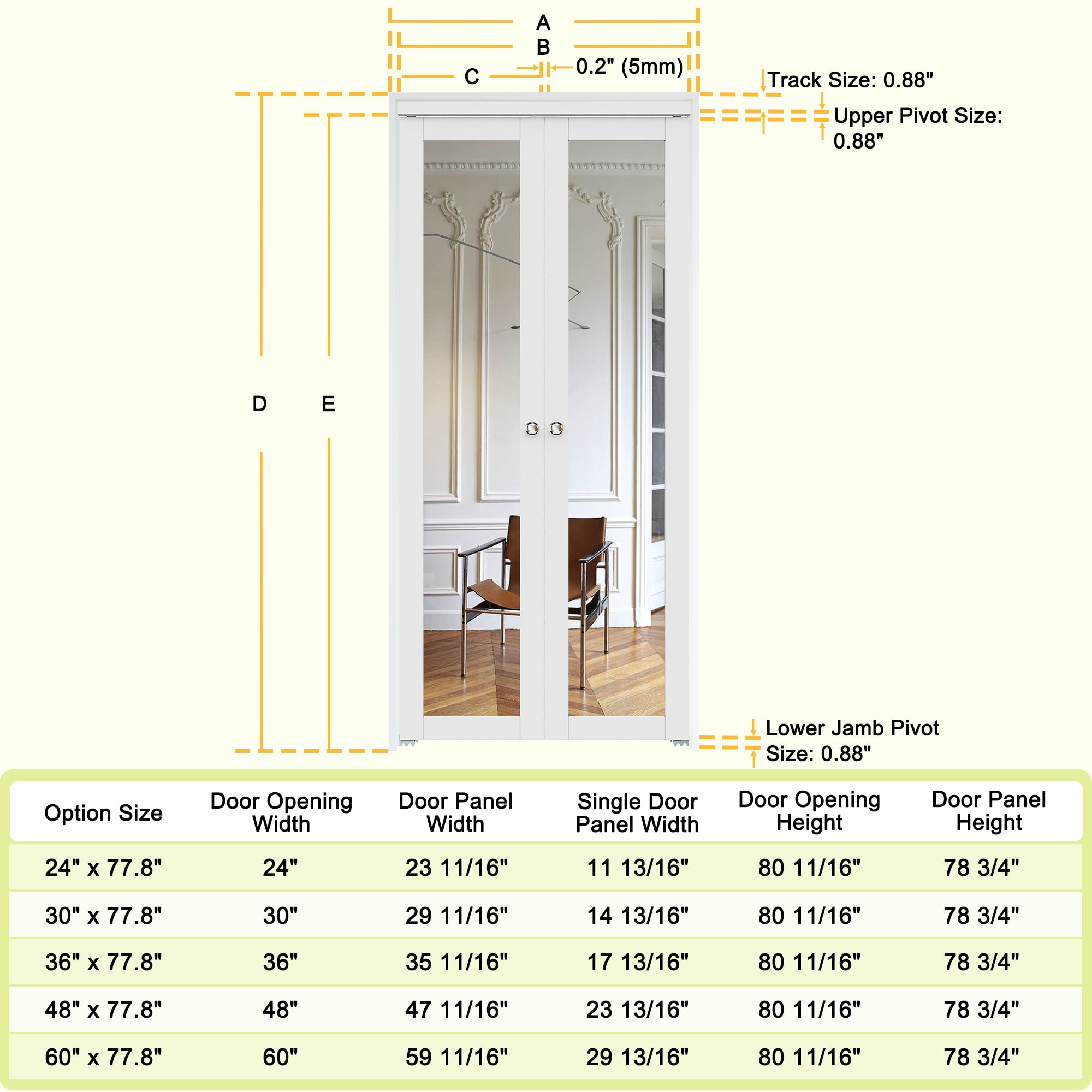 JUJUBON IN-CD-PIPV-1RR-36 Bifold-Sliding-Closet-Doors - View #5