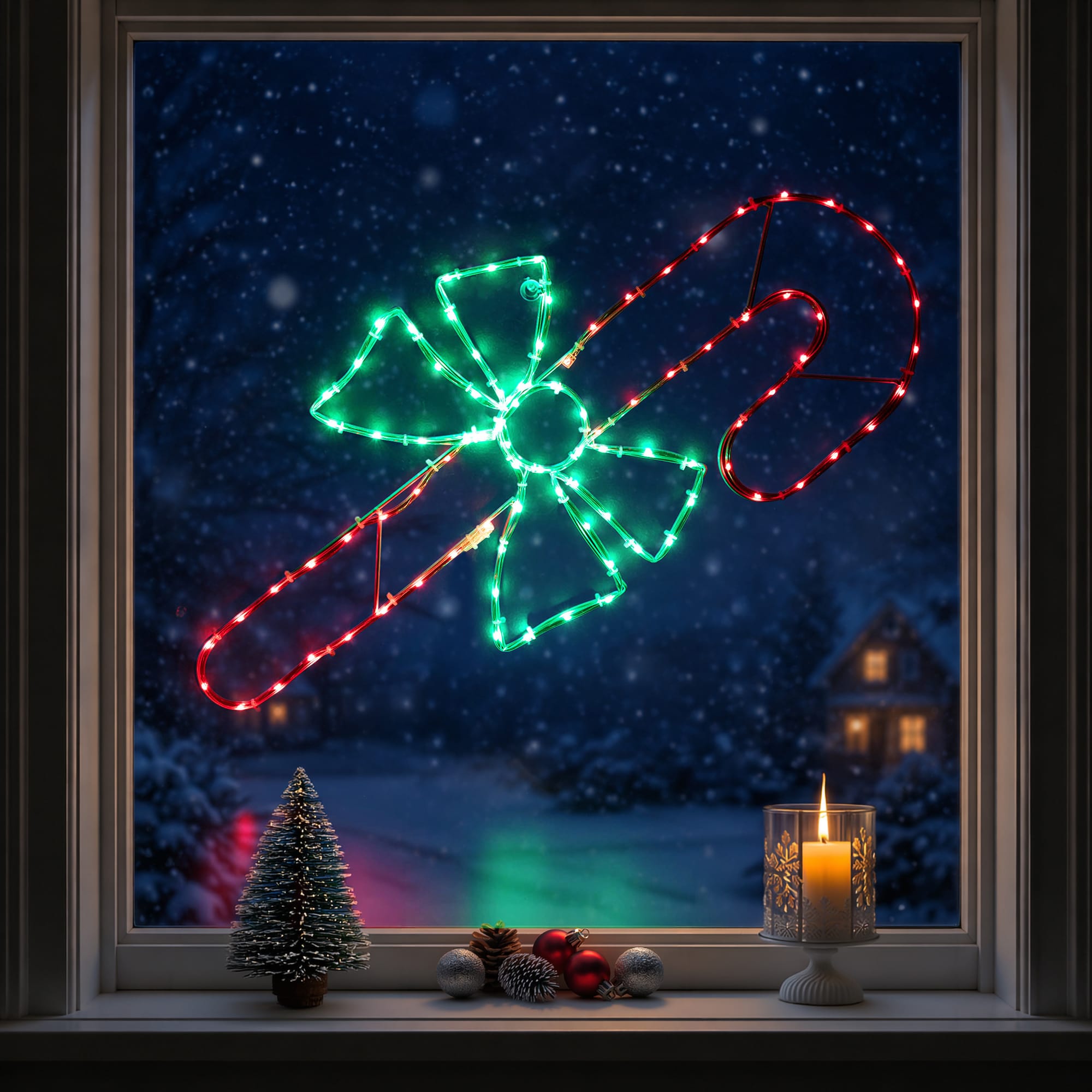 Northlight LED Lighted Candy Cane with Bow Outdoor Christmas Decoration - 28 inch - Red and Green