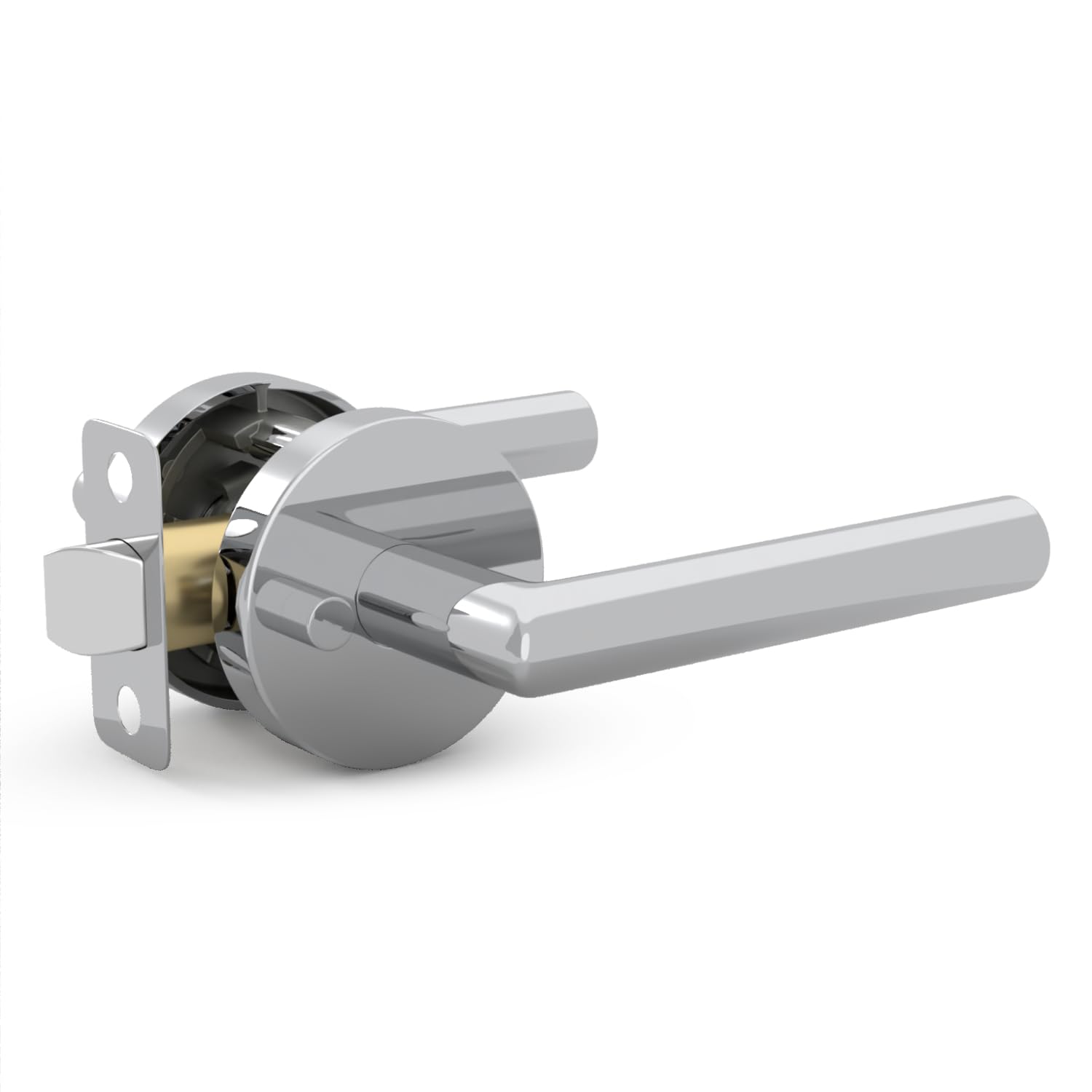 Mega Handles  Ronn Privacy Lever and Lock Door Handle Set for Hallway - Closet and Bathroom - Keyless Lock - Heavy Duty Door Levers - Fits All Standard Door Sizes - Screws Included - Polished Chrome (1 Pack)