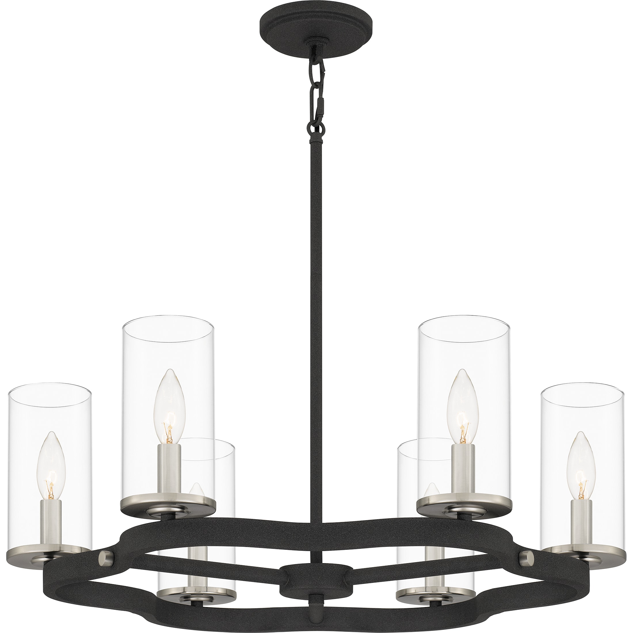 Quoizel DVY5026MB Daverty 6-Light Black Transitional Damp Rated Chandelier
