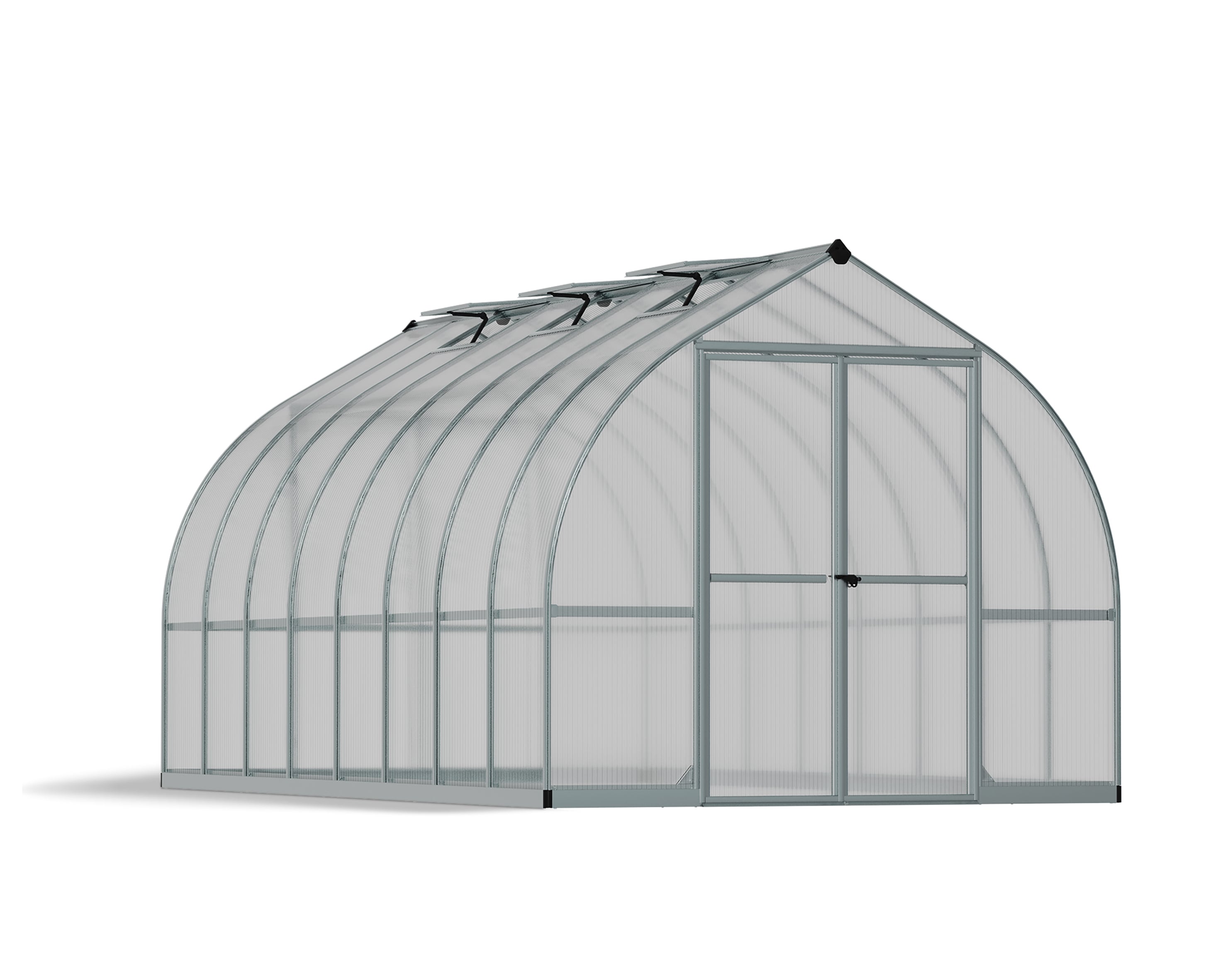 Canopia by Palram 703731 Bella 16-ft L x 8-ft W x 7.1-ft H Silver Frame/Diff. Panels Greenhouse Kit