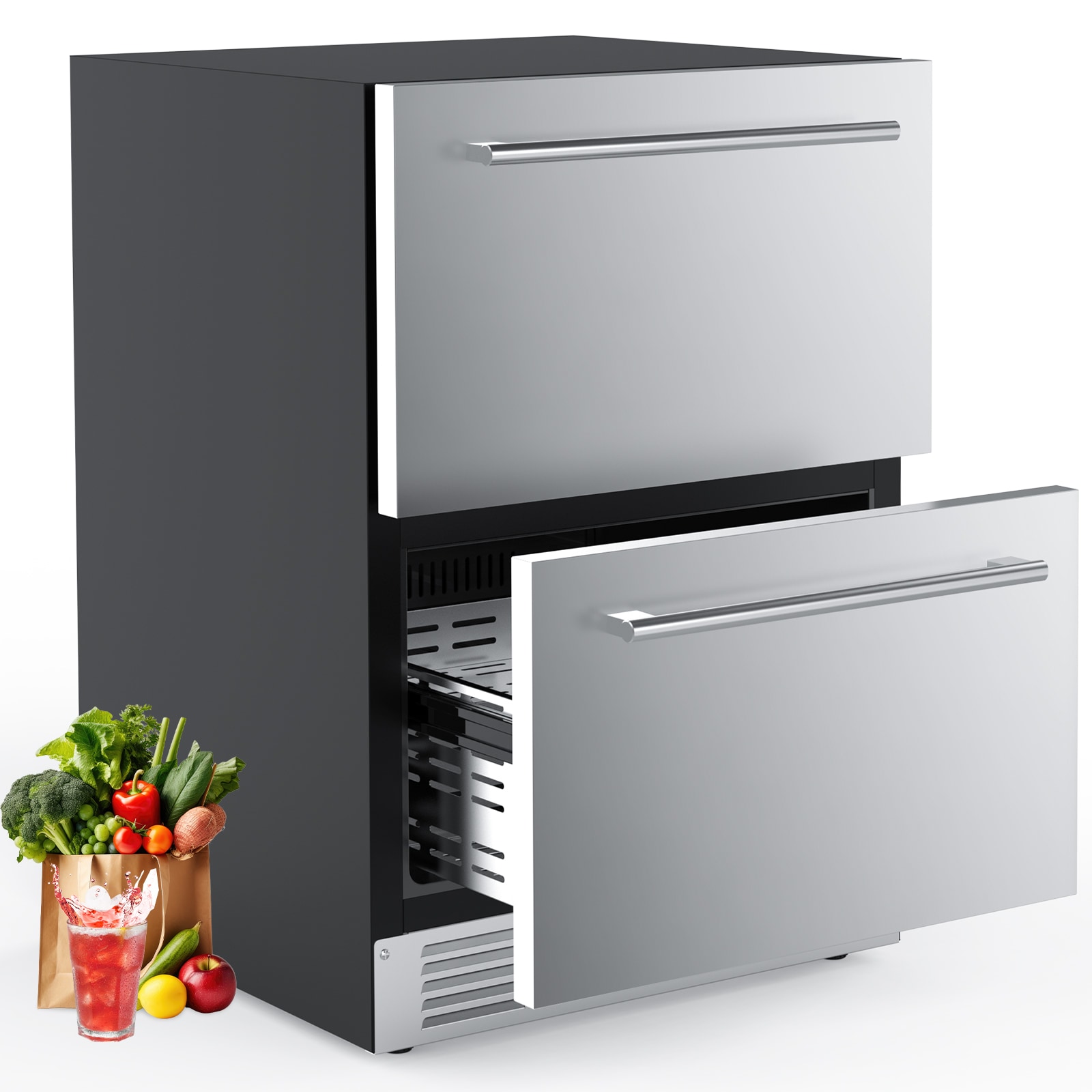 COWSAR LSRF-F58145 23.4-in 2 -Drawer Built-in/Freestanding Drawer refrigerator ( Stainless Steel )