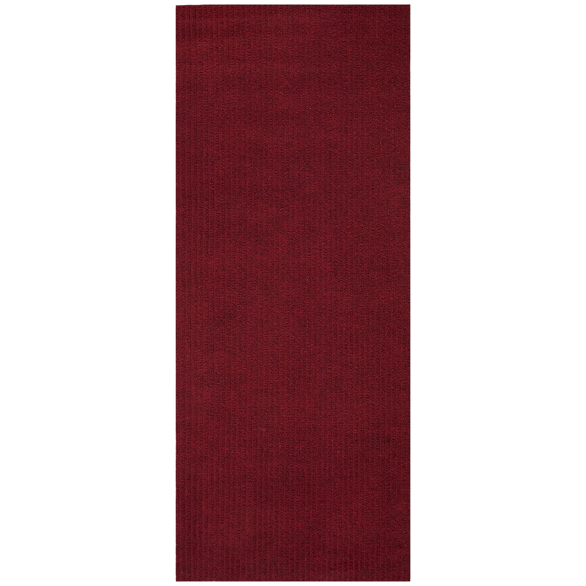 Ottomanson Custom Size Waterproof Non-Slip Rubberback 2x5 Indoor/Outdoor  Utility Rug, 2' x 5', Red