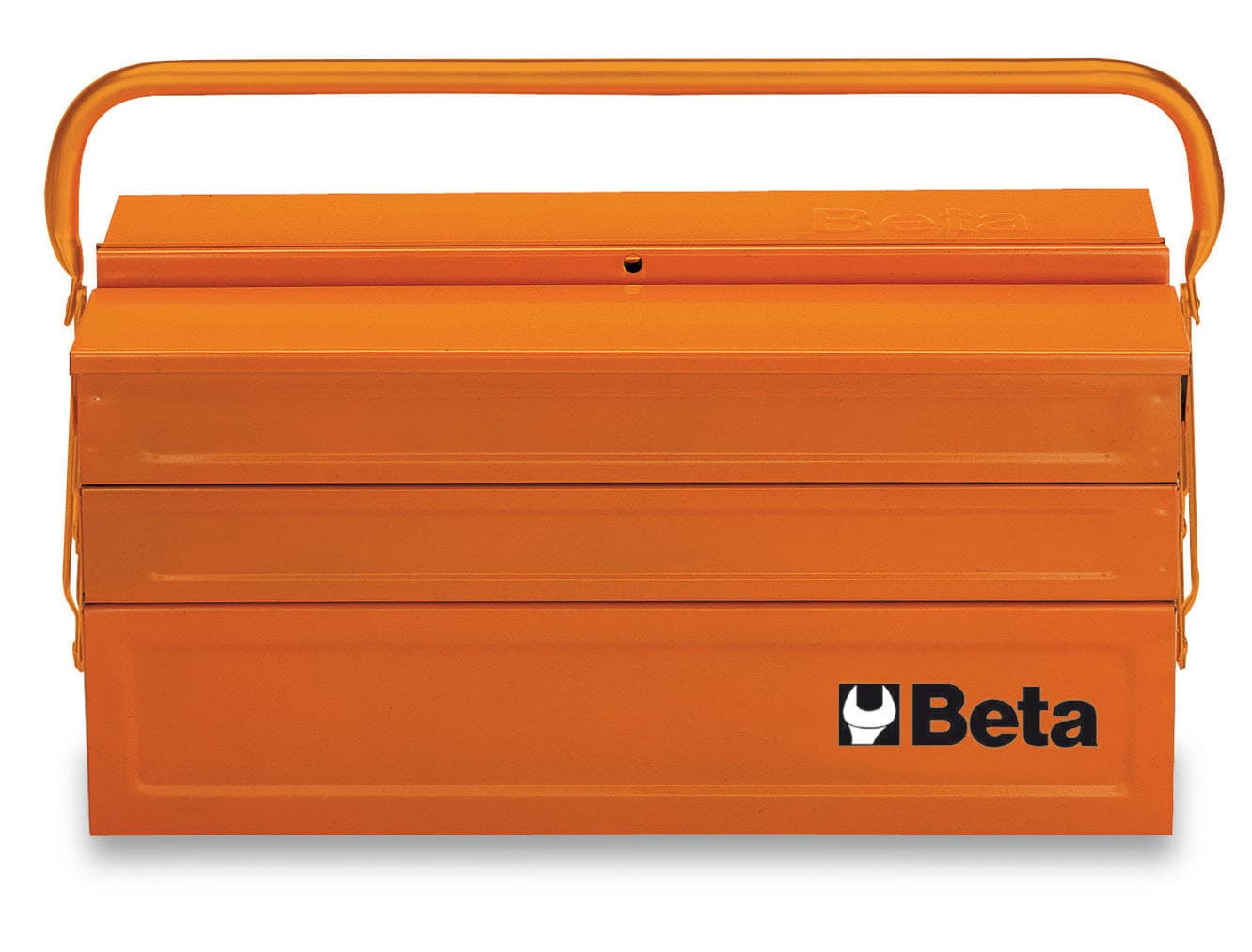 Five-section cantilever tool box empty sheet metal orange colour