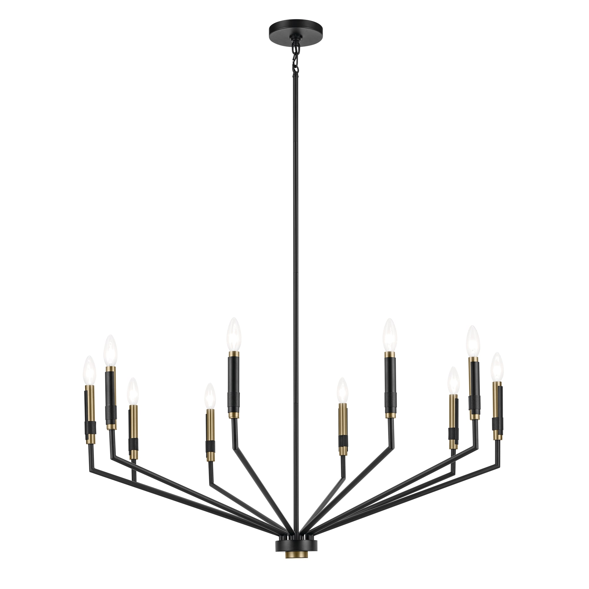 Kichler 52348BK Armand 10 -Light Black Modern/contemporary Bare bulb For Use in Bedrooms, Dining Rooms, Foyers, Kitchens, Living Rooms Chandelier