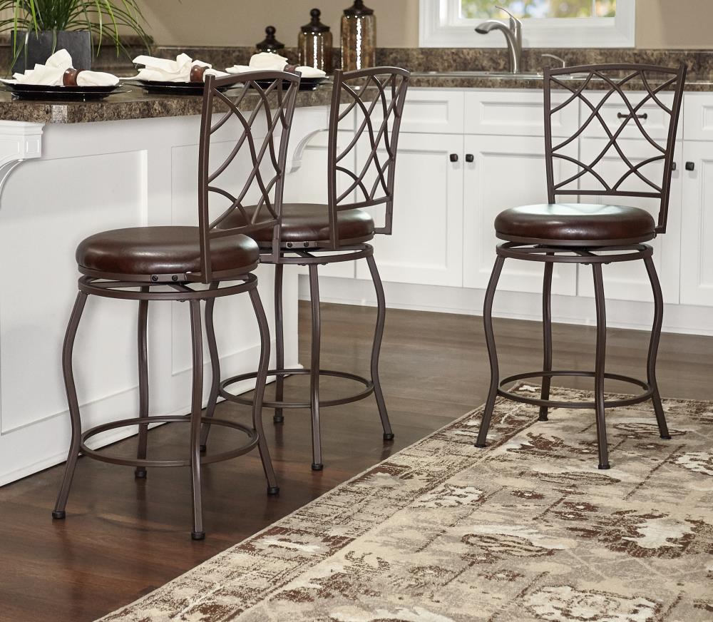 Casey Trio Brown Faux Leather Adjustable Swivel Stools