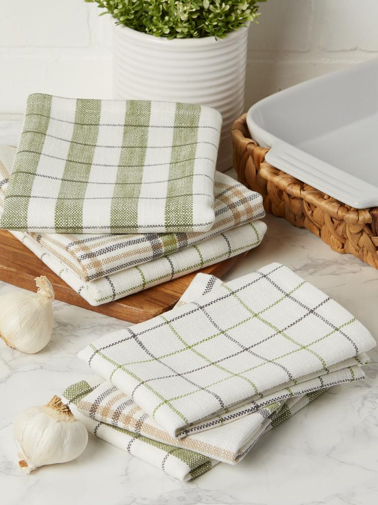 DII Assorted Sage Dishtowel & Dishcloth (Set of 5)