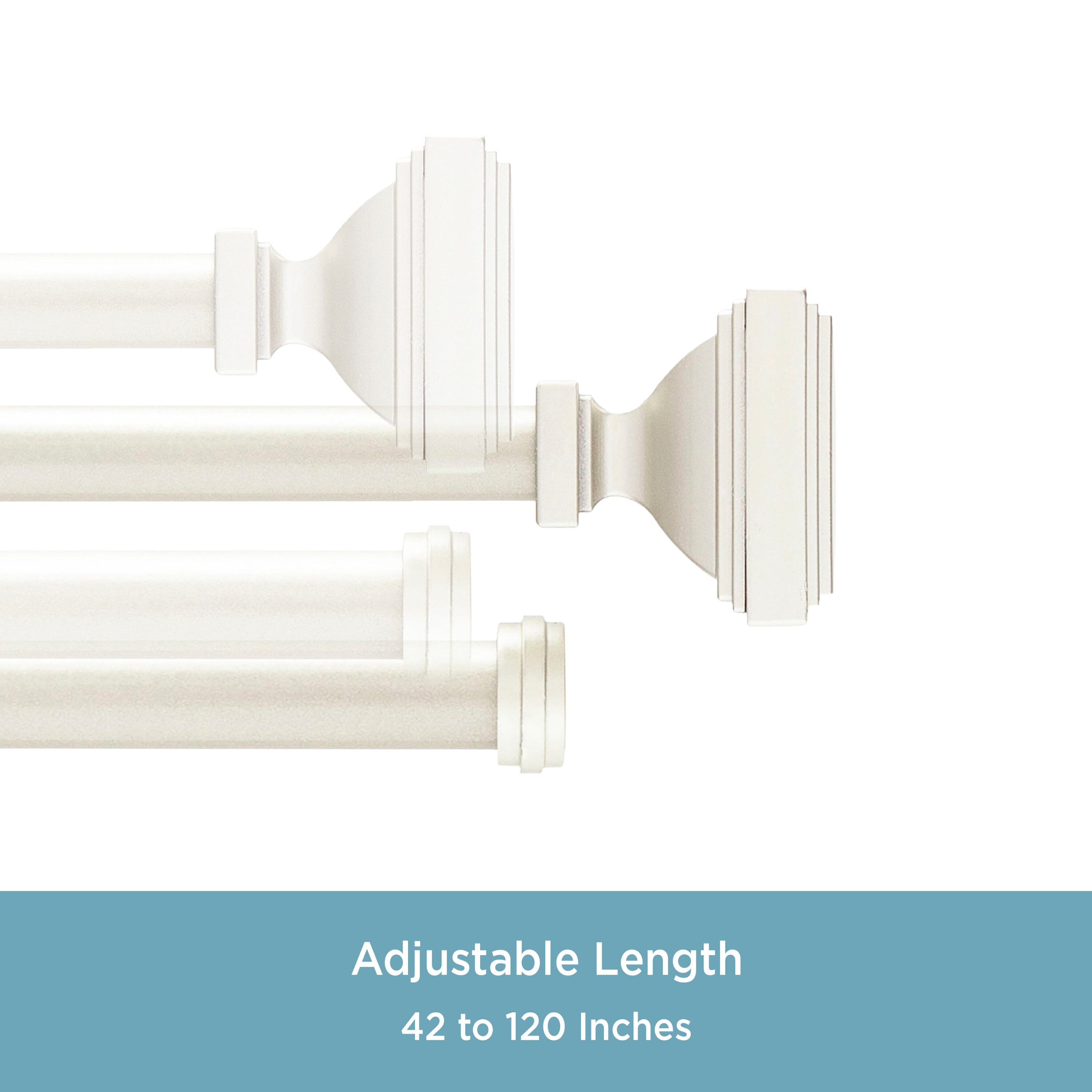Dakota Brushed Nickel Adjustable Double Curtain Rod with Finials