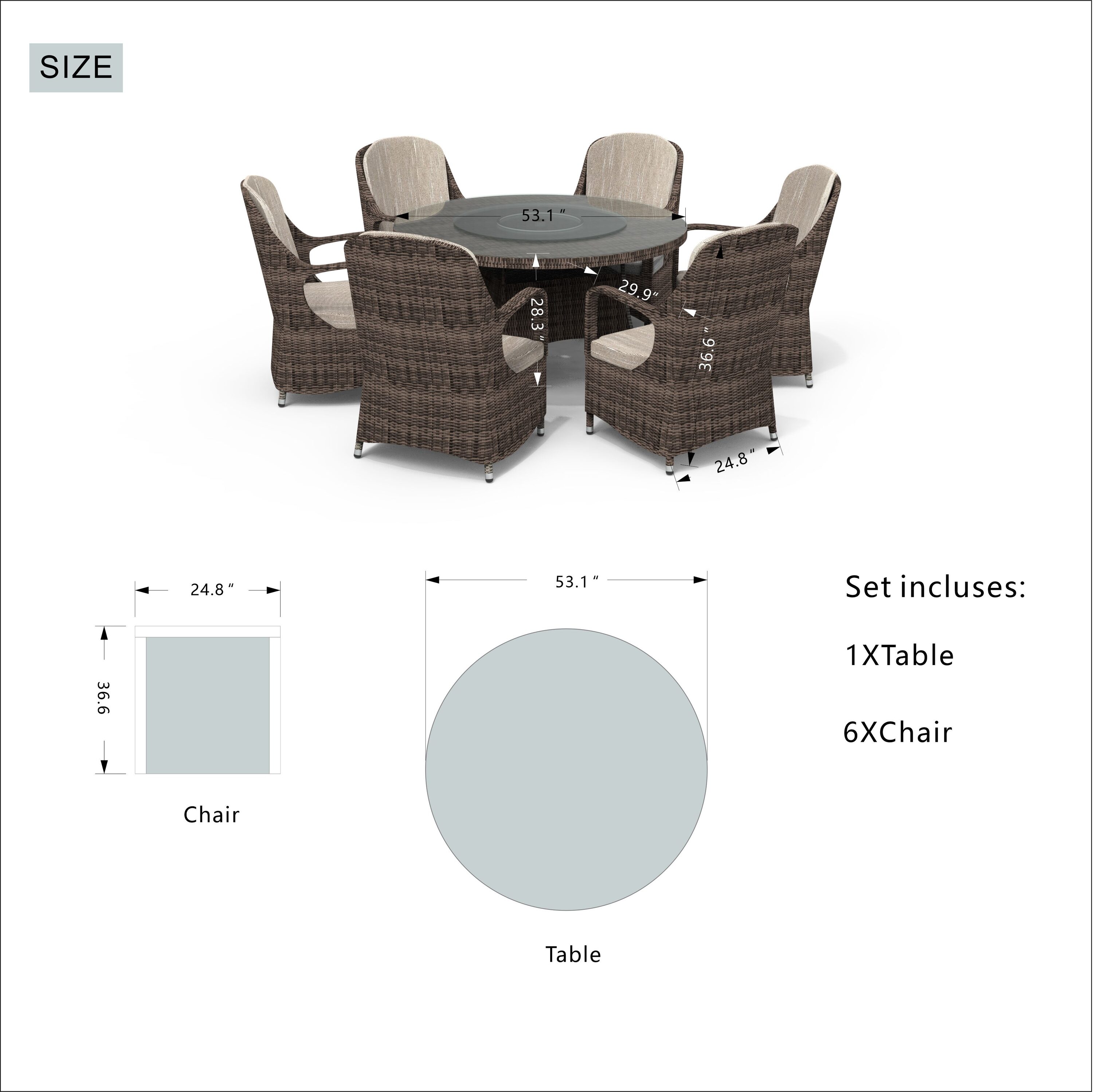 Direct Wicker DWD-1711-BROWN Patio-Dining-Sets - View #4