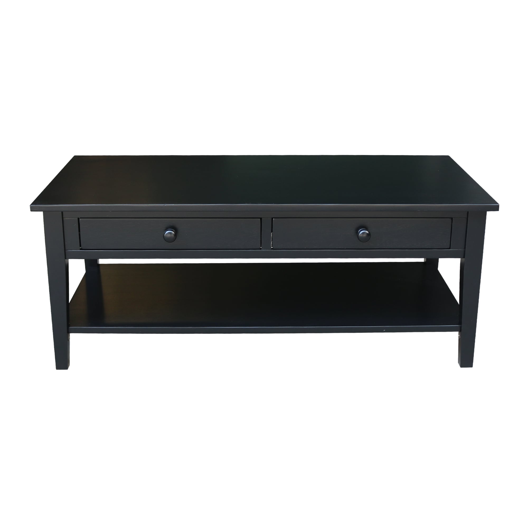 Spencer 54'' Black Parawood Rectangular Coffee Table with Storage