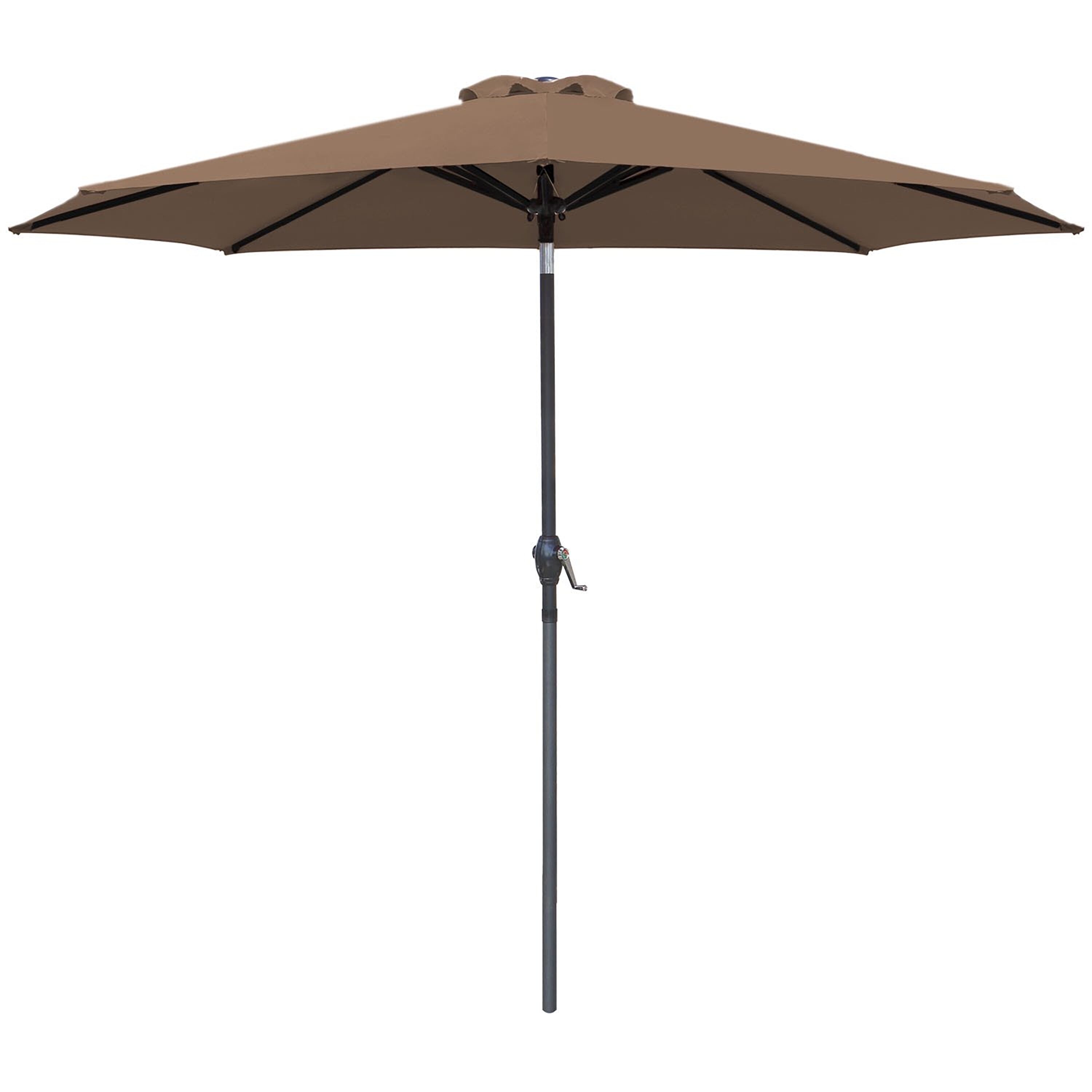 Vineego LS-PUB9228 8.79-ft Steel Brown Garden Patio Umbrella with Base