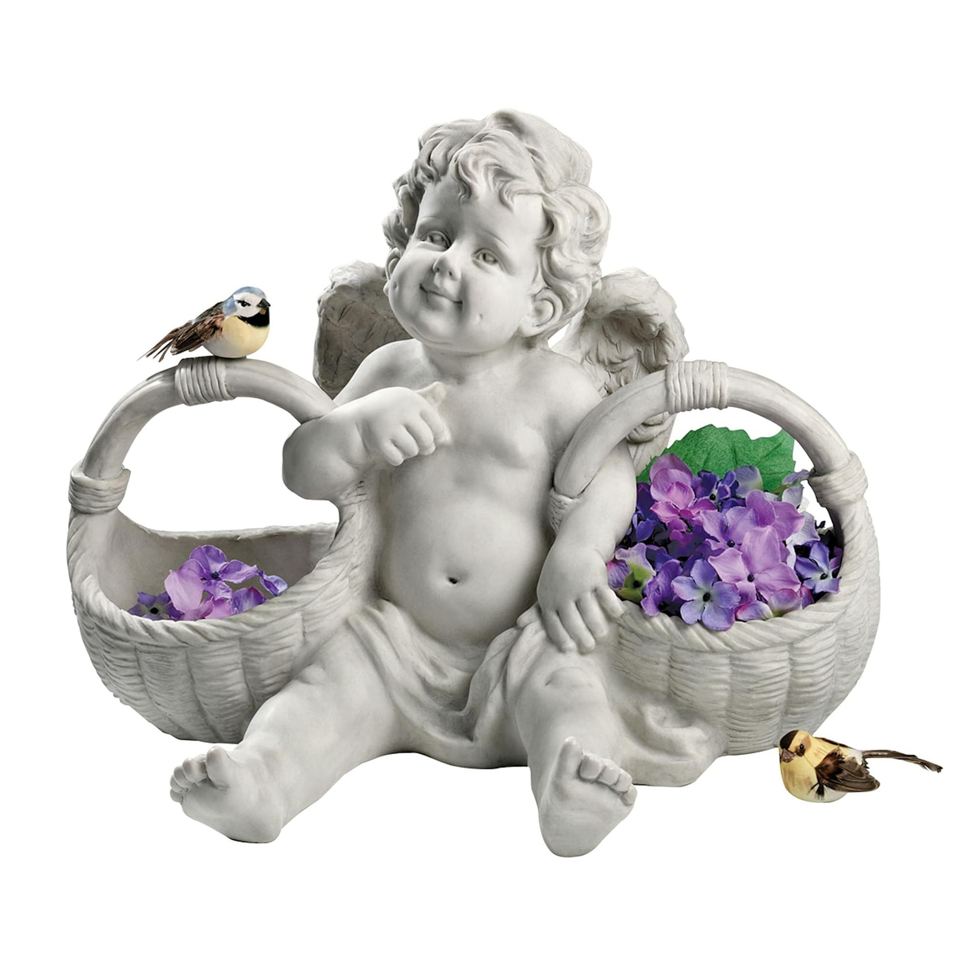 Design Toscano SH38010413 12-Inches H x 16-Inches W Off-white Cherub Garden Statue
