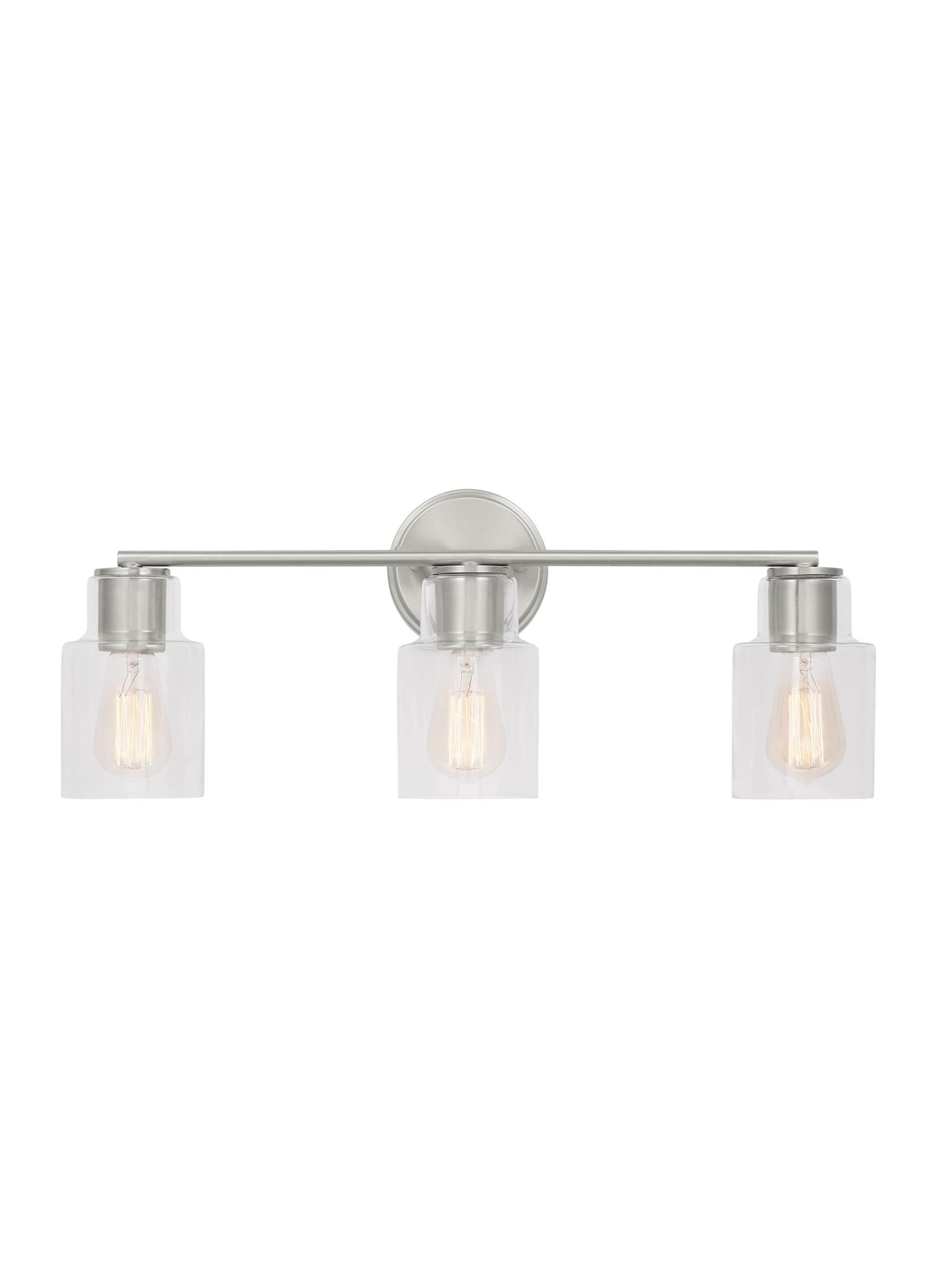 Scott Living DJV1003BS Sayward 24-in 3 -Light Brushed Steel Transitional Vanity light