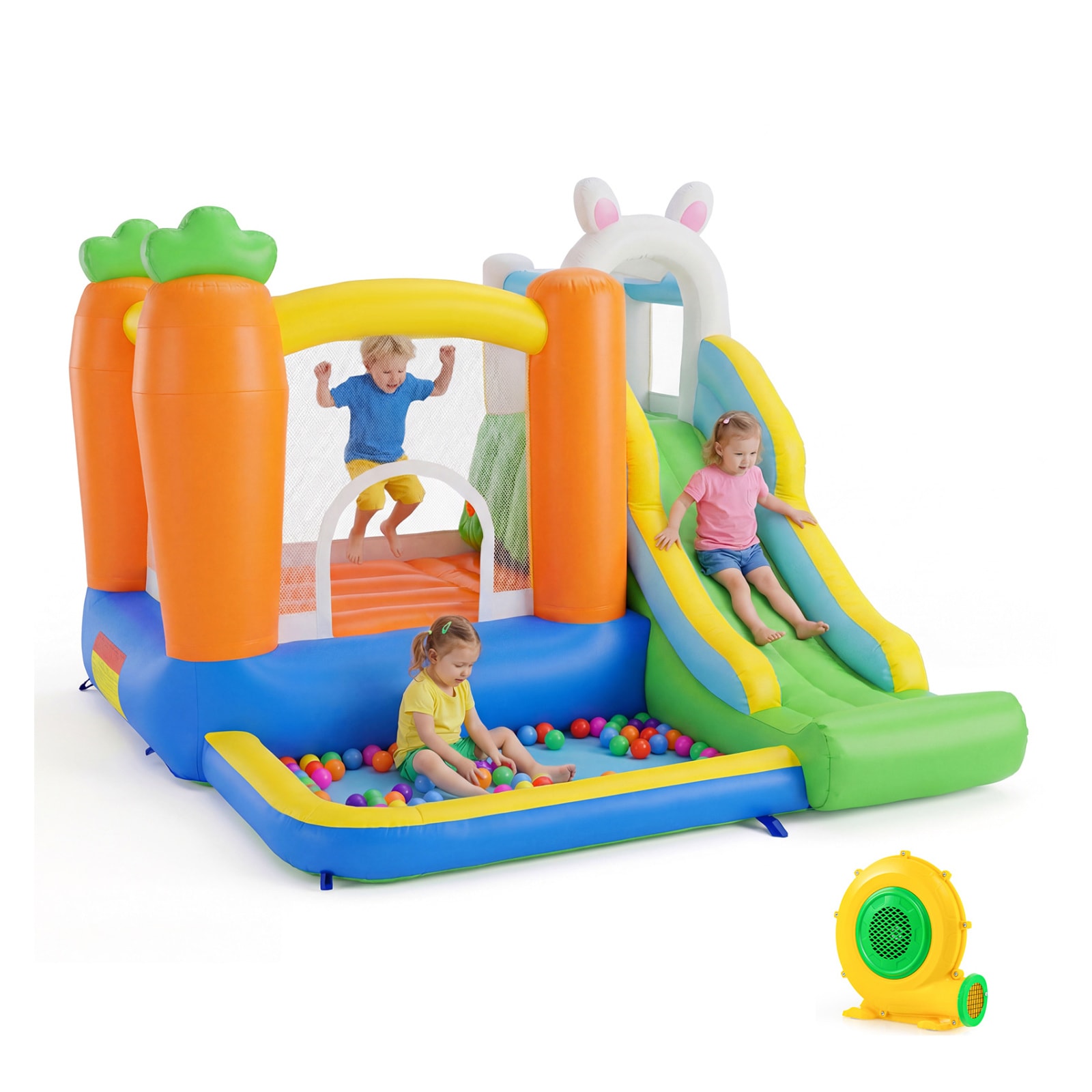 Volenca Inflatable Bounce House with Climbing Wall Slide Ball Pit and ...