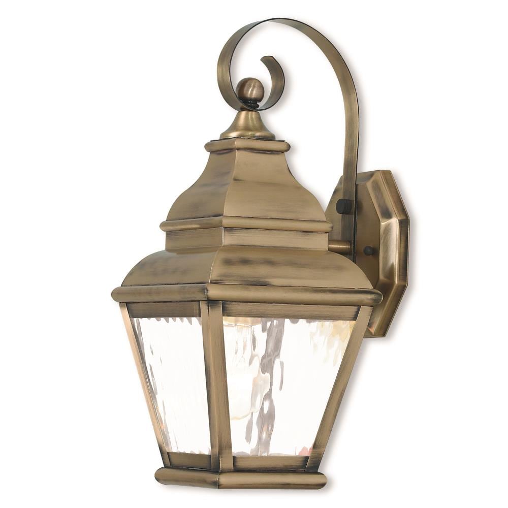 Livex Lighting 2601-01 Exeter 1 -Light 15.5-in H Antique Brass Hardwired Outdoor Wall Light